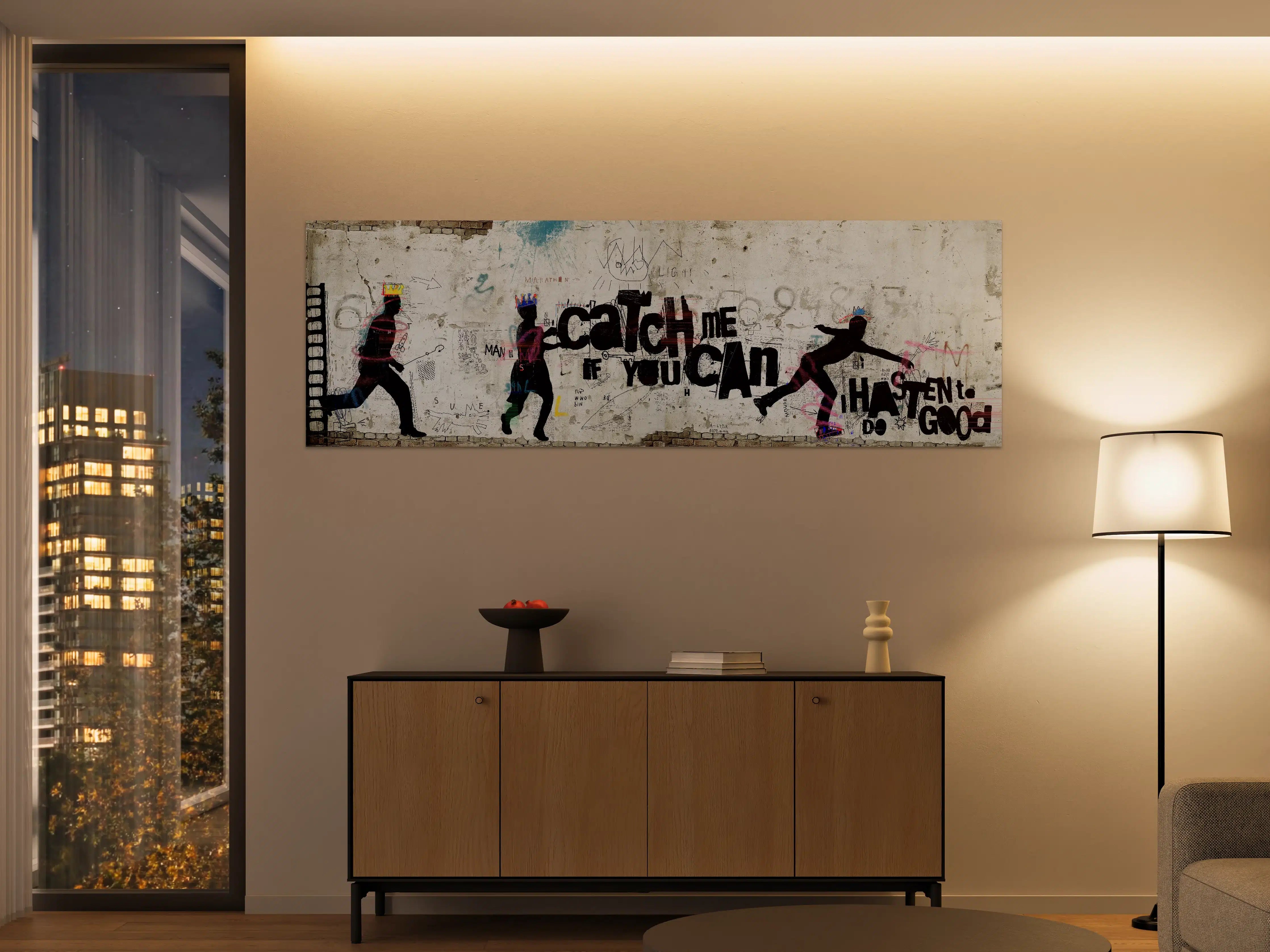 Große Wandbilder - Street-Art-Läufer auf Mauer