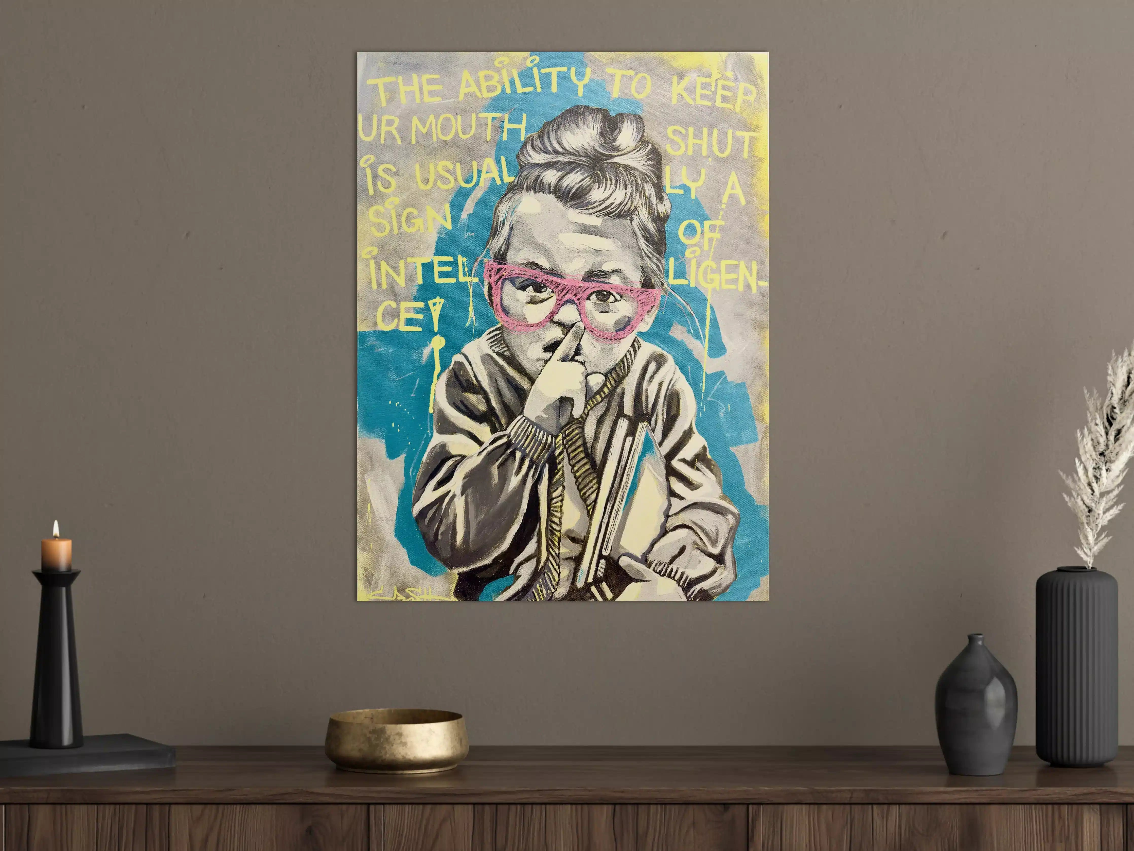 Große Wandbilder - Street Art Portrait mit bunten Akzenten