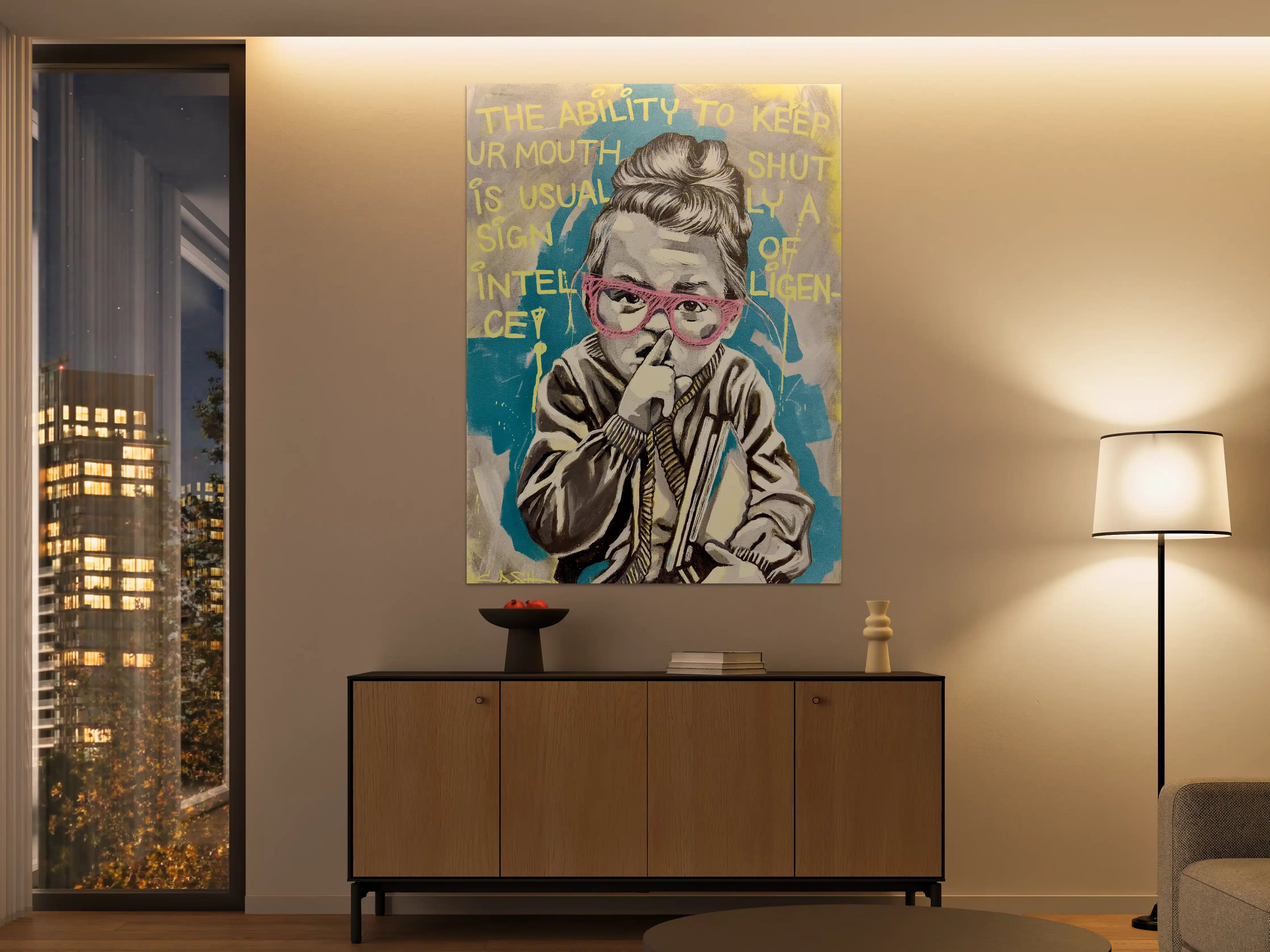 Große Wandbilder - Street Art Portrait mit bunten Akzenten