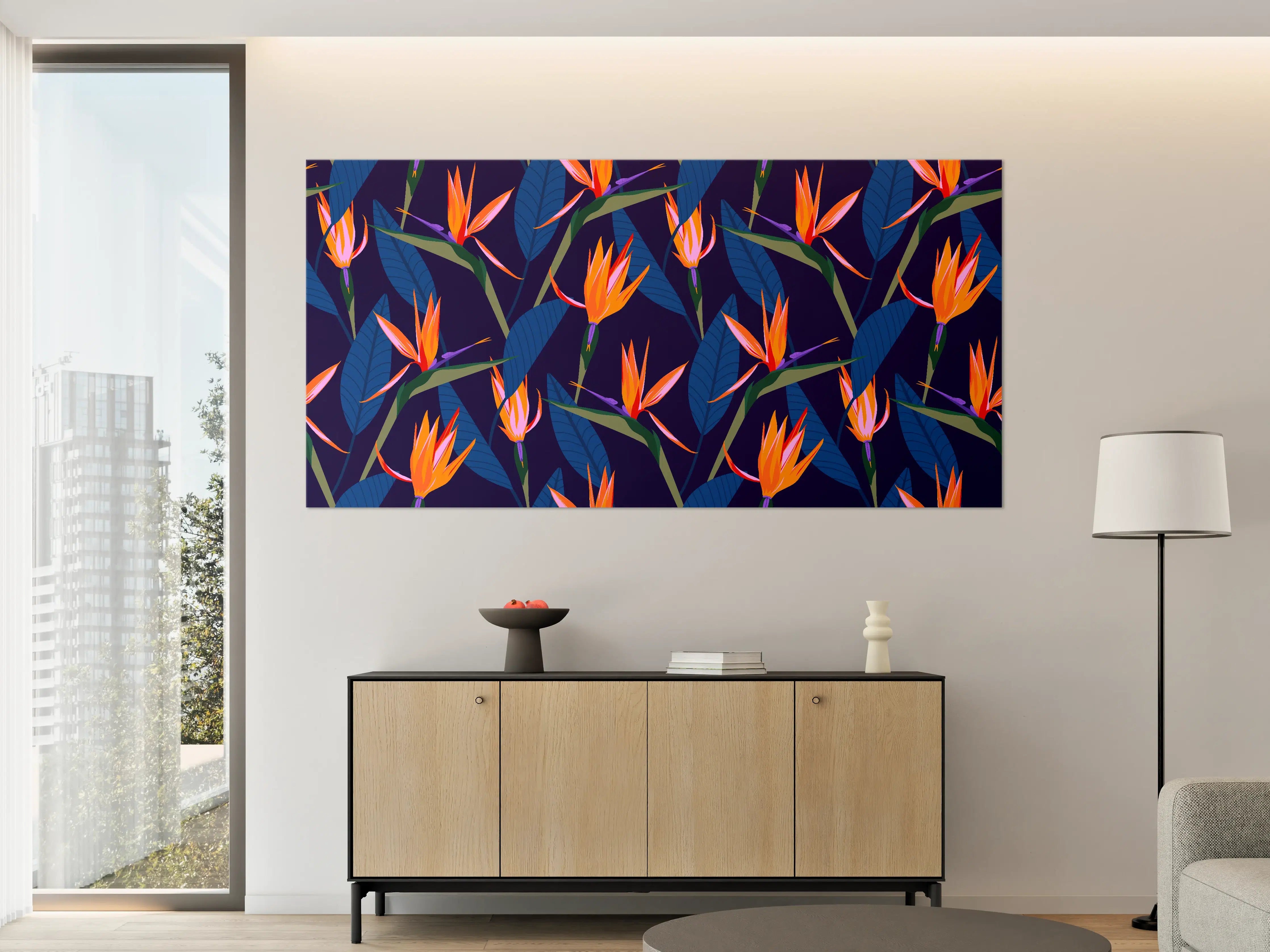 Große Wandbilder - Strelitzia Nacht – Tropische Blumen