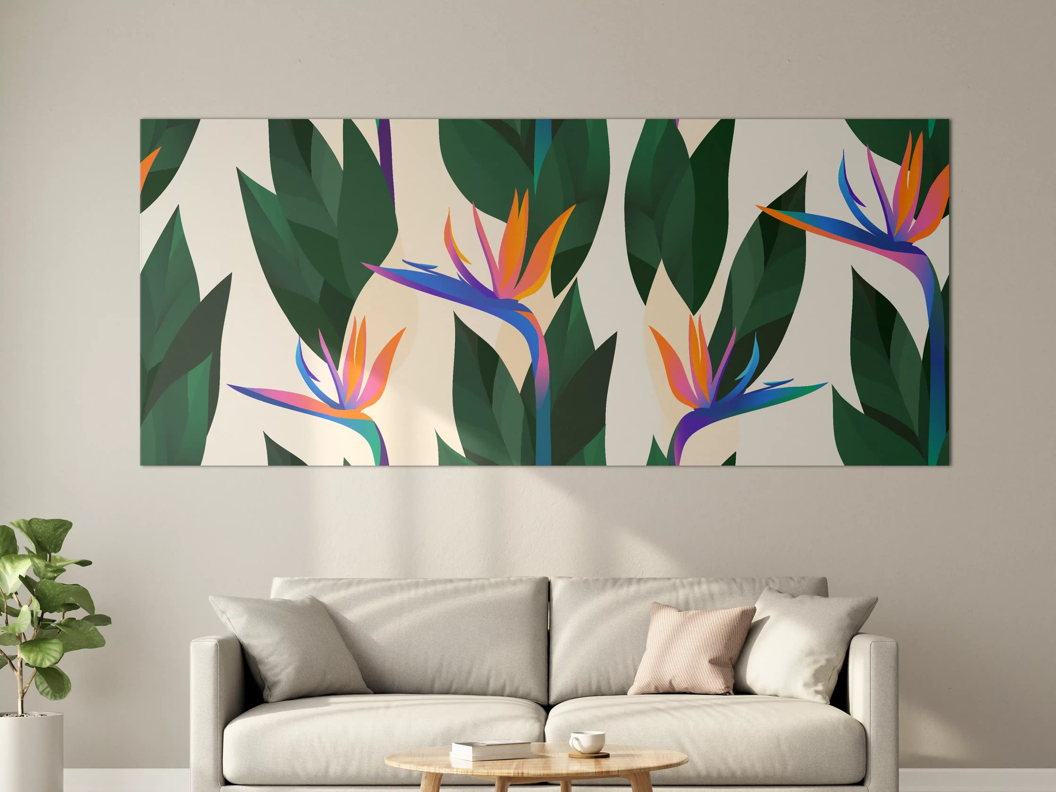 Große Wandbilder - Strelitzia Tropic Blumenmuster
