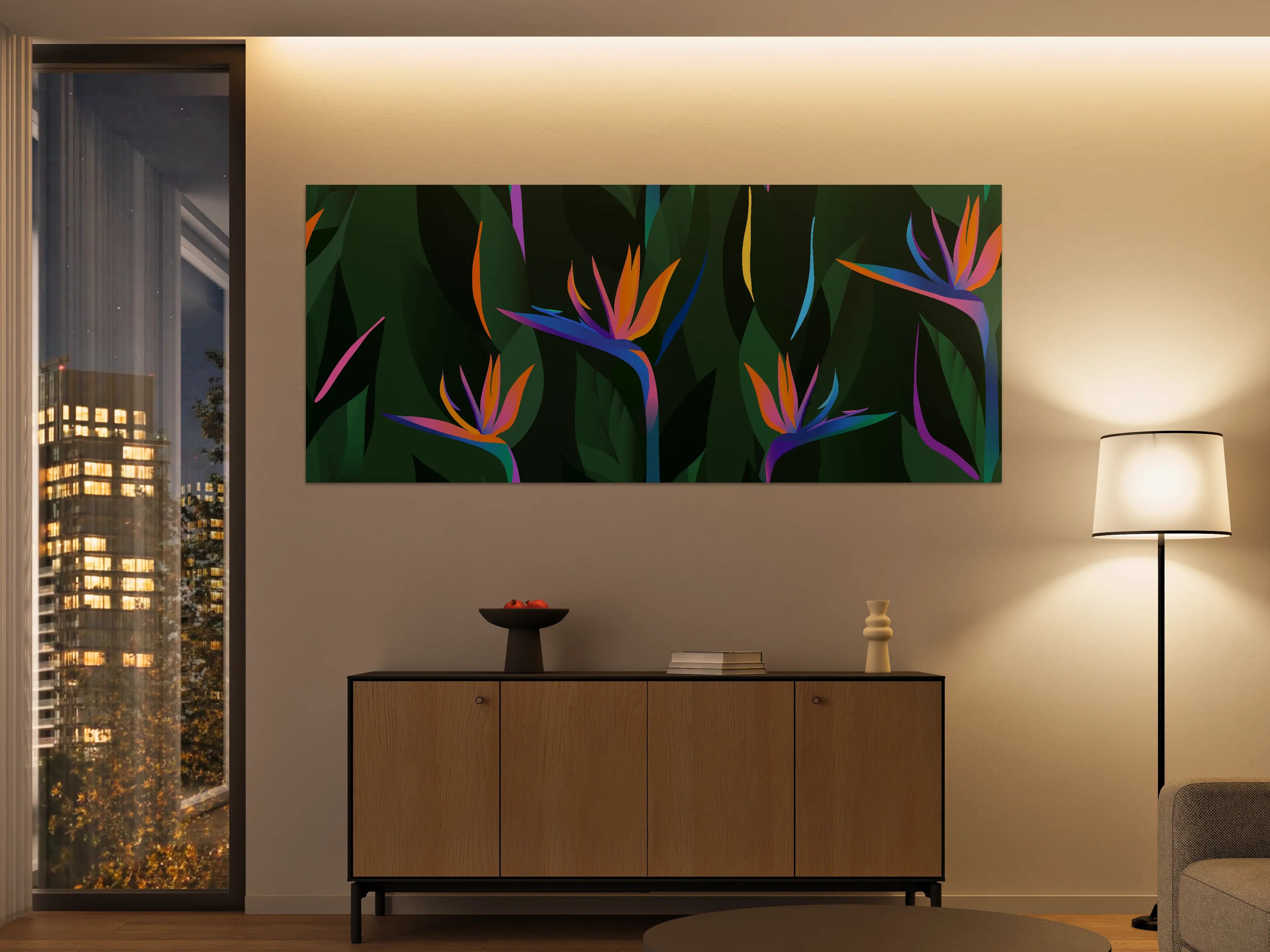 Große Wandbilder - Strelitzia Tropic Grün-Orange
