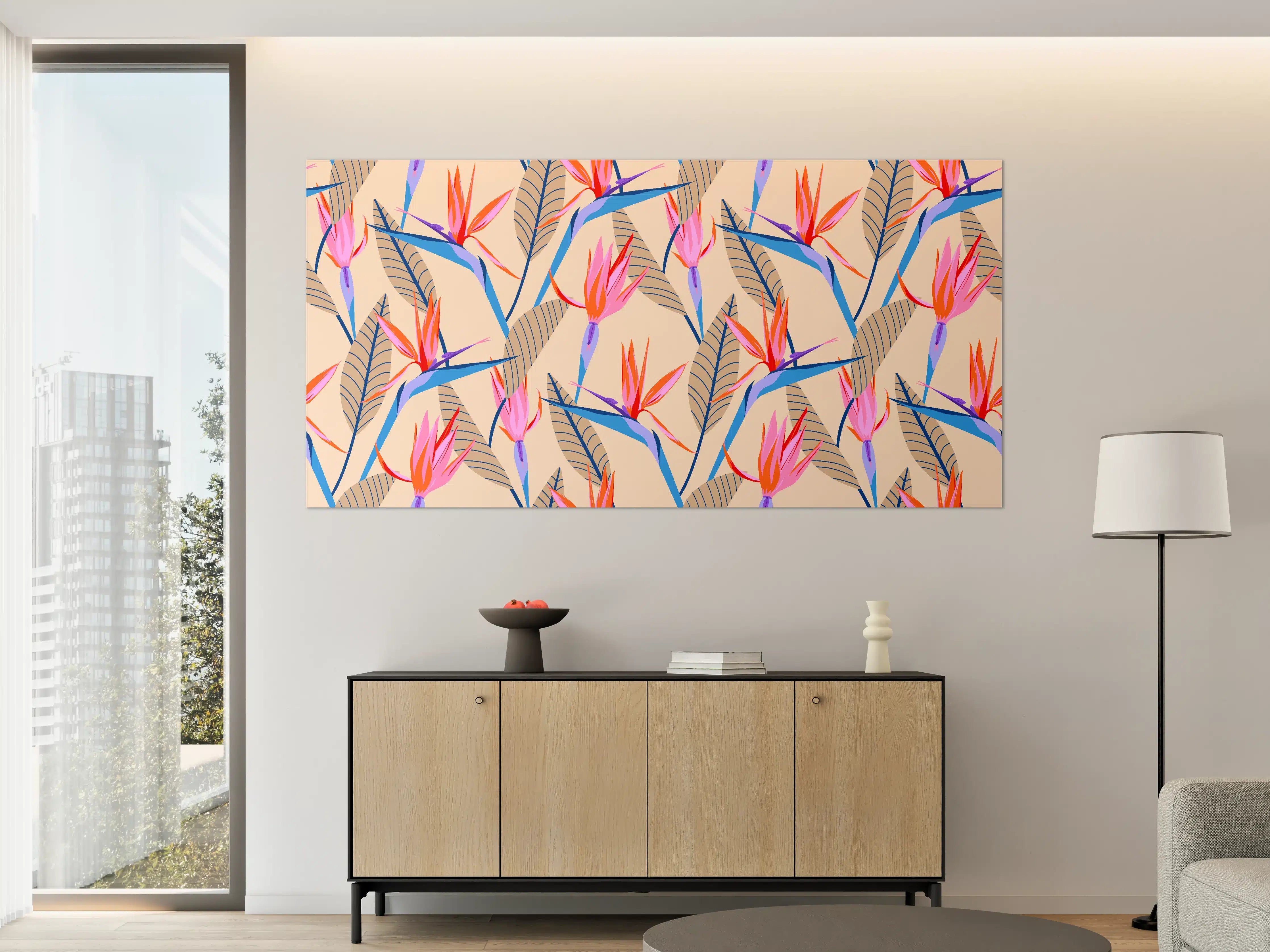 Große Wandbilder - Strelitzia Tropic Rosa-Beige