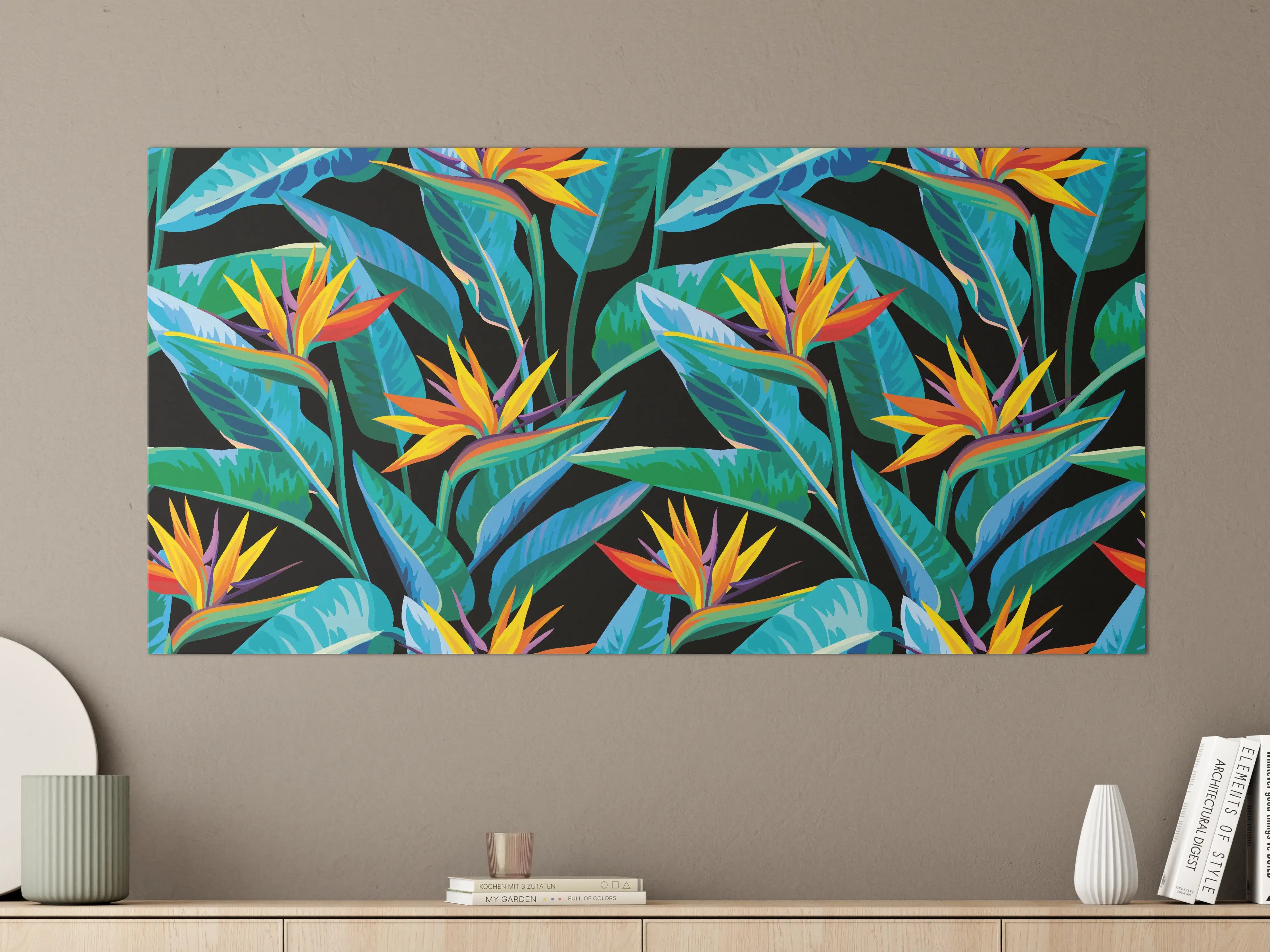 Große Wandbilder - Strelitzia Tropic Schwarz-Exotik