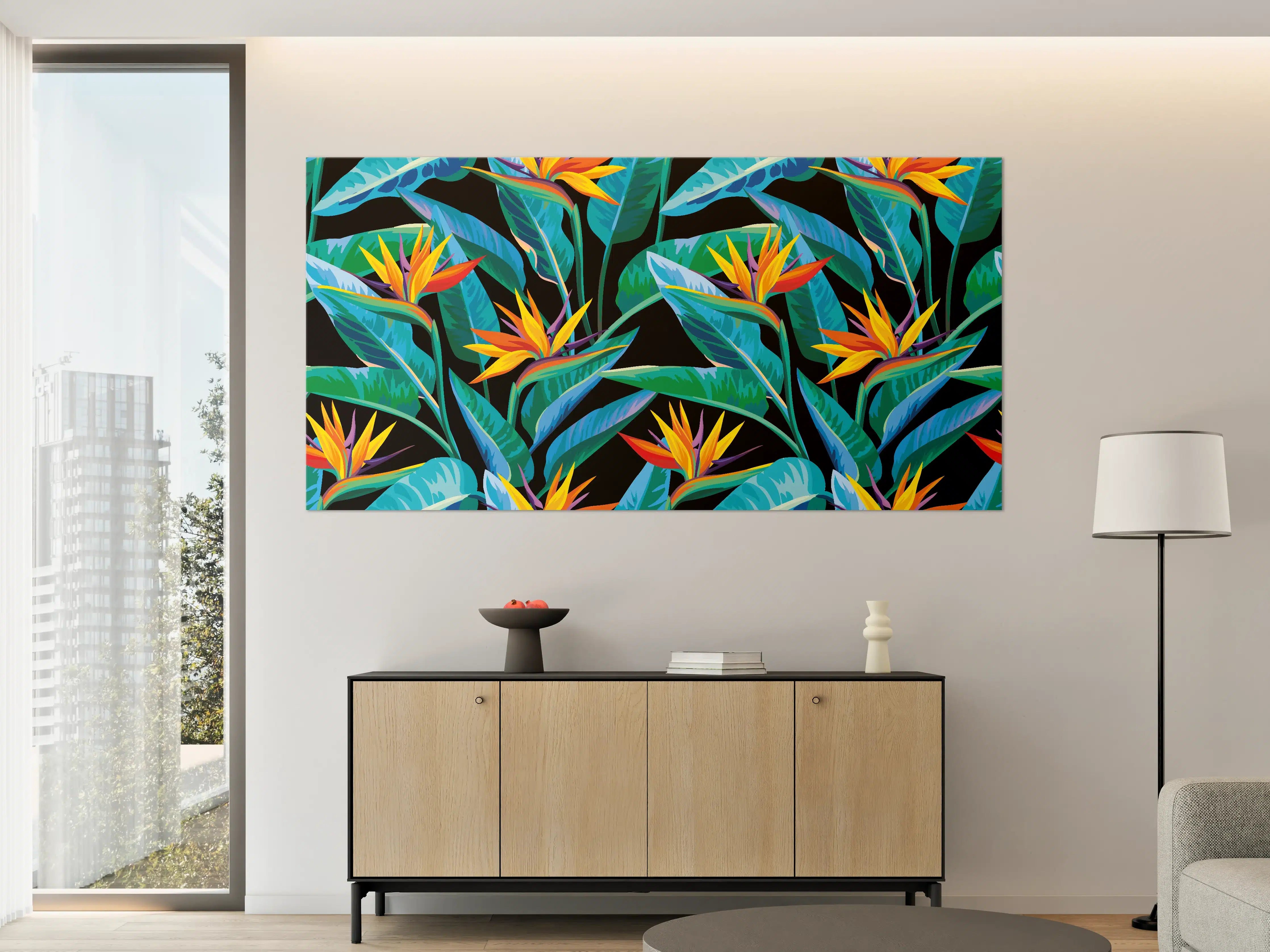 Große Wandbilder - Strelitzia Tropic Schwarz-Exotik