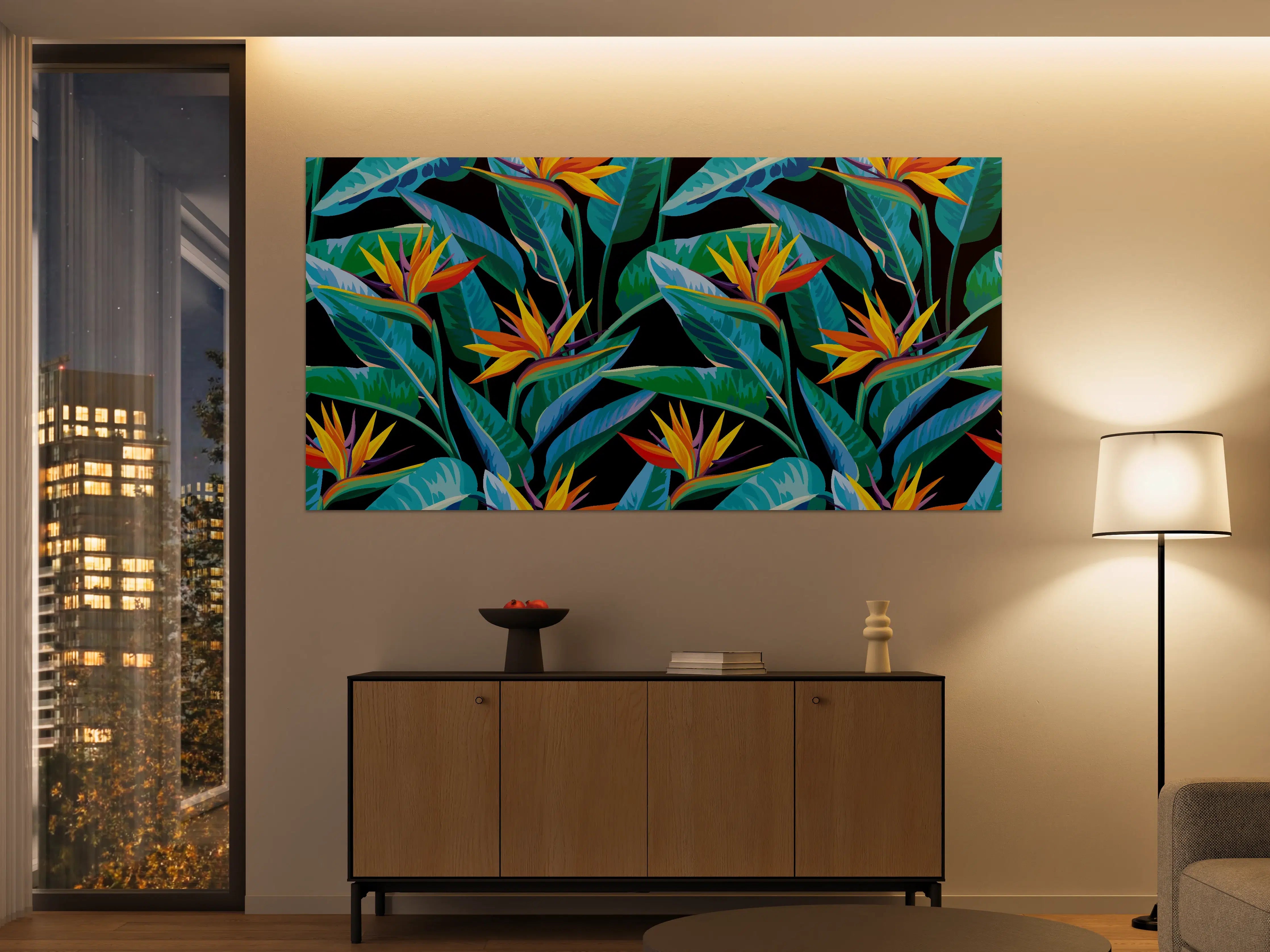 Große Wandbilder - Strelitzia Tropic Schwarz-Exotik