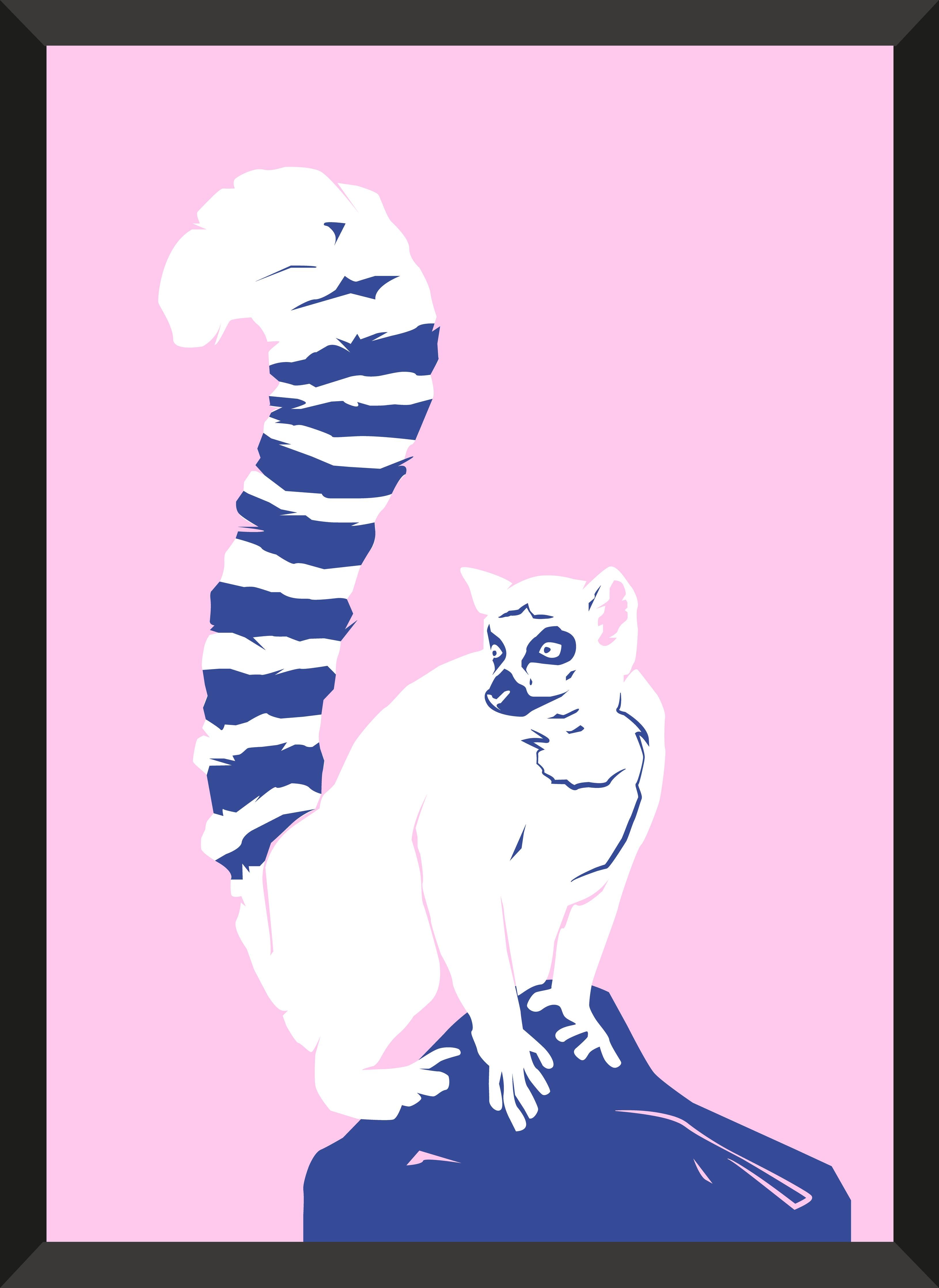 Große Wandbilder-Stylisches Katzendessin mit pinkem Hintergrund