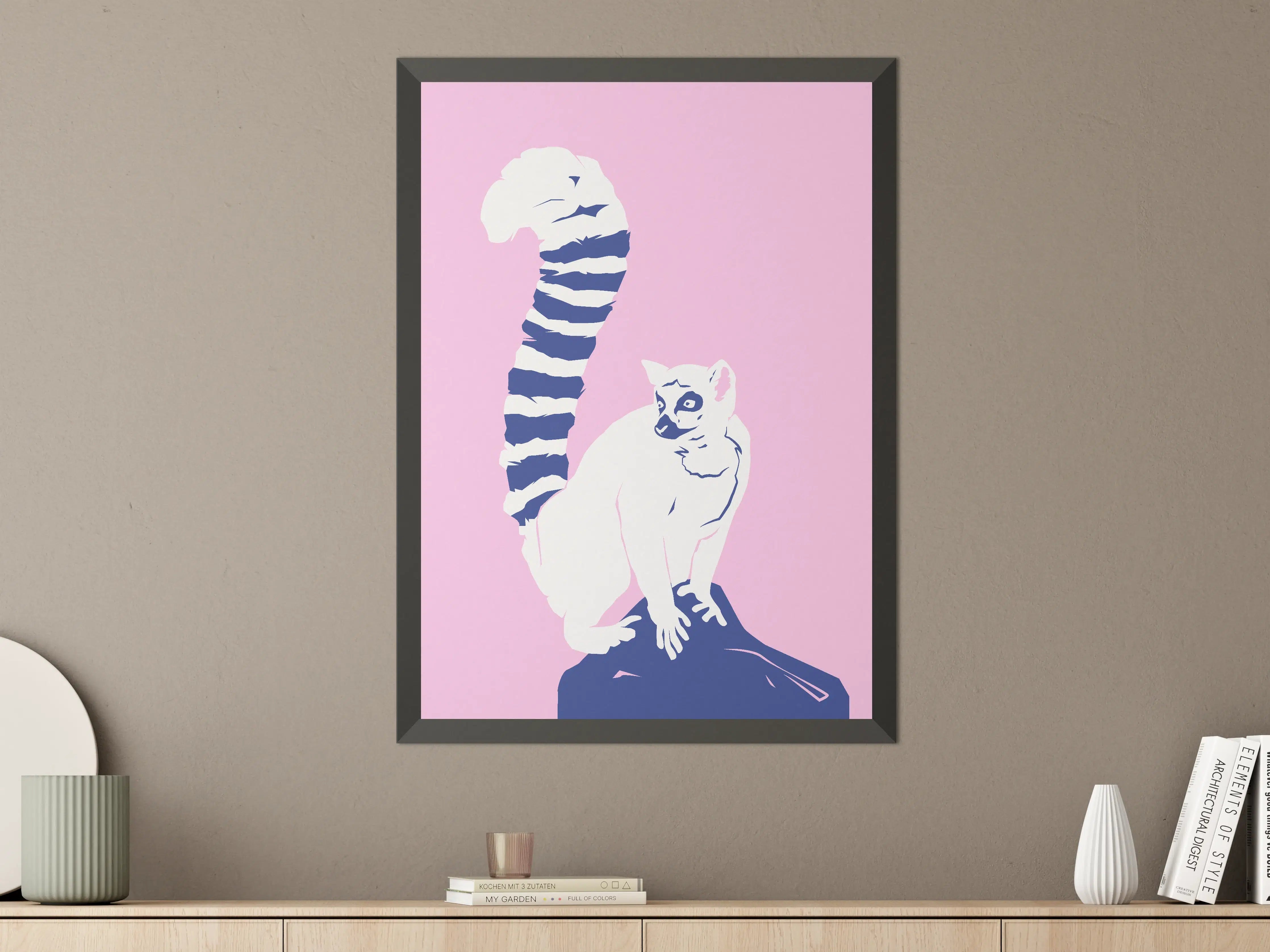 Große Wandbilder - Stylisches Katzendessin mit pinkem Hintergrund