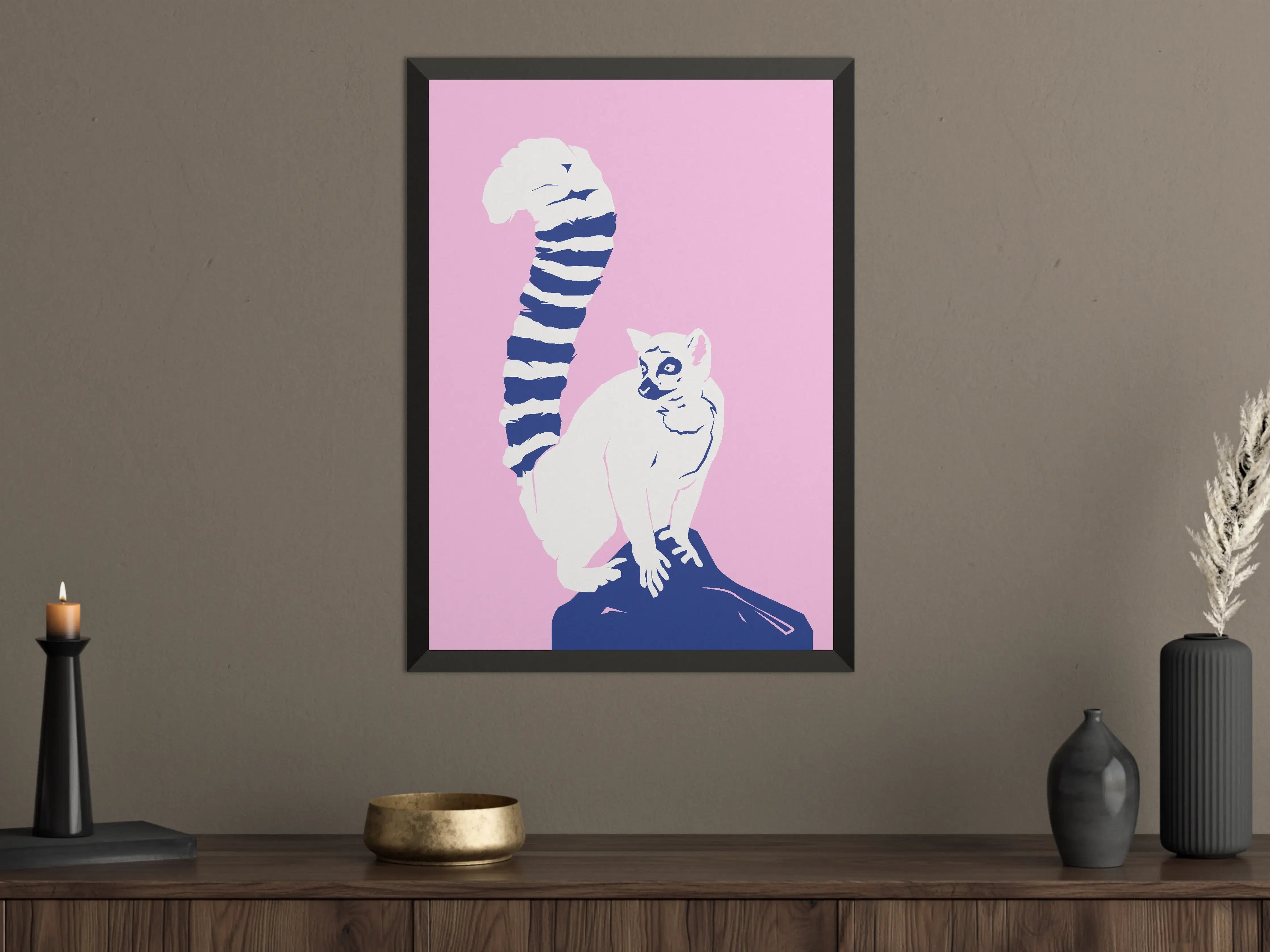 Große Wandbilder - Stylisches Katzendessin mit pinkem Hintergrund