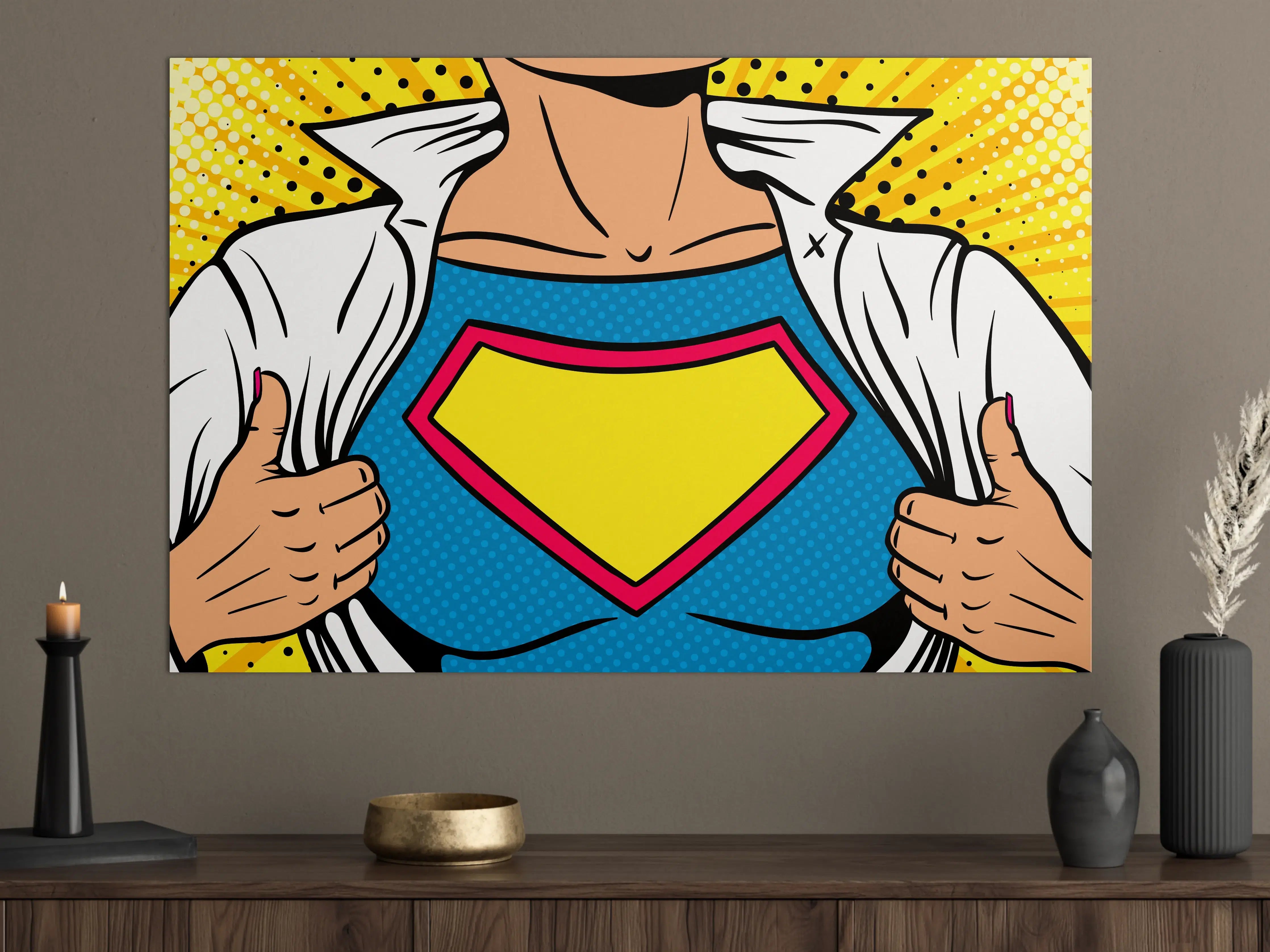Große Wandbilder - Superhelden-Comic-Design in Pop-Art-Stil