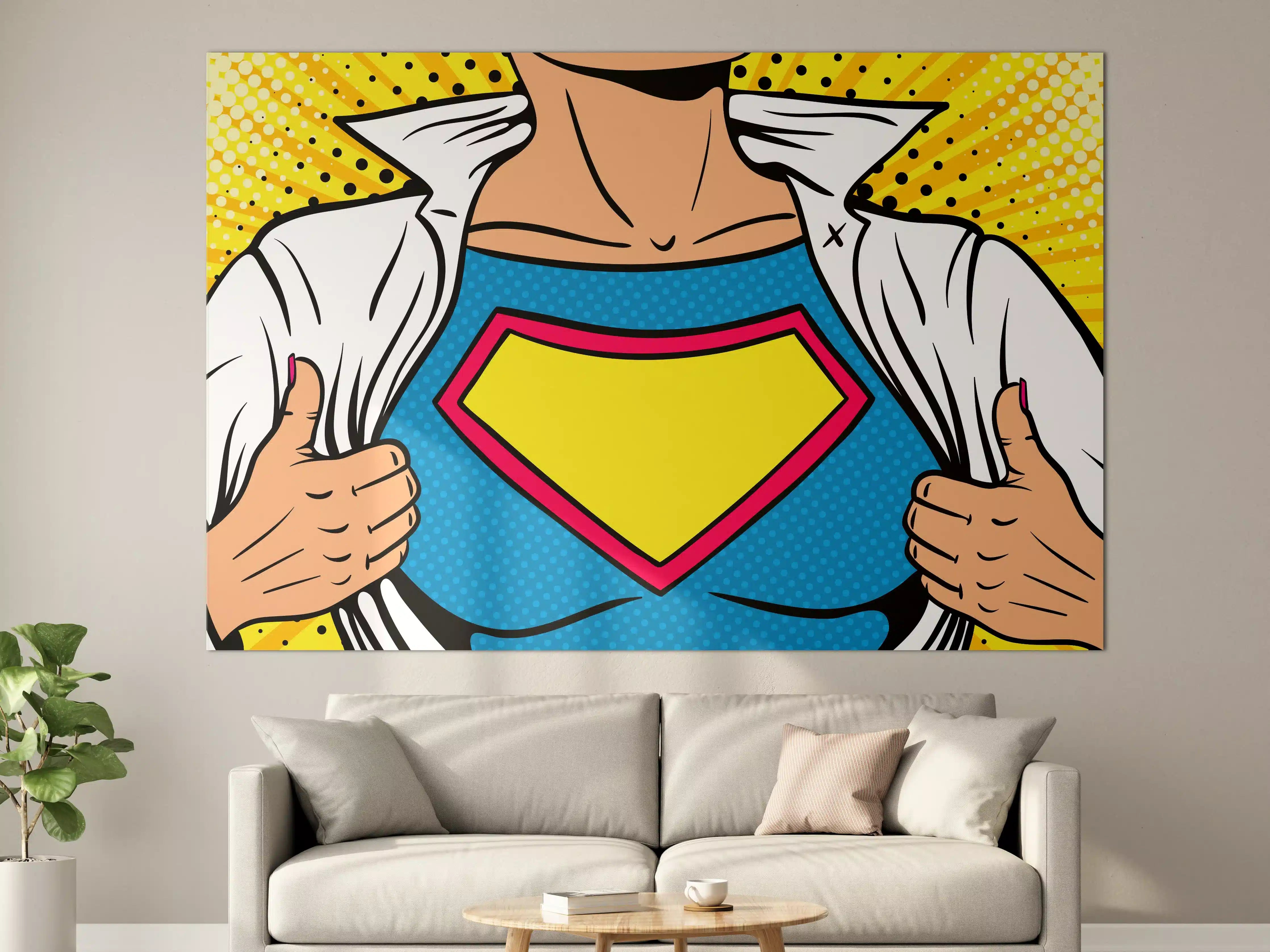 Große Wandbilder - Superhelden-Comic-Design in Pop-Art-Stil