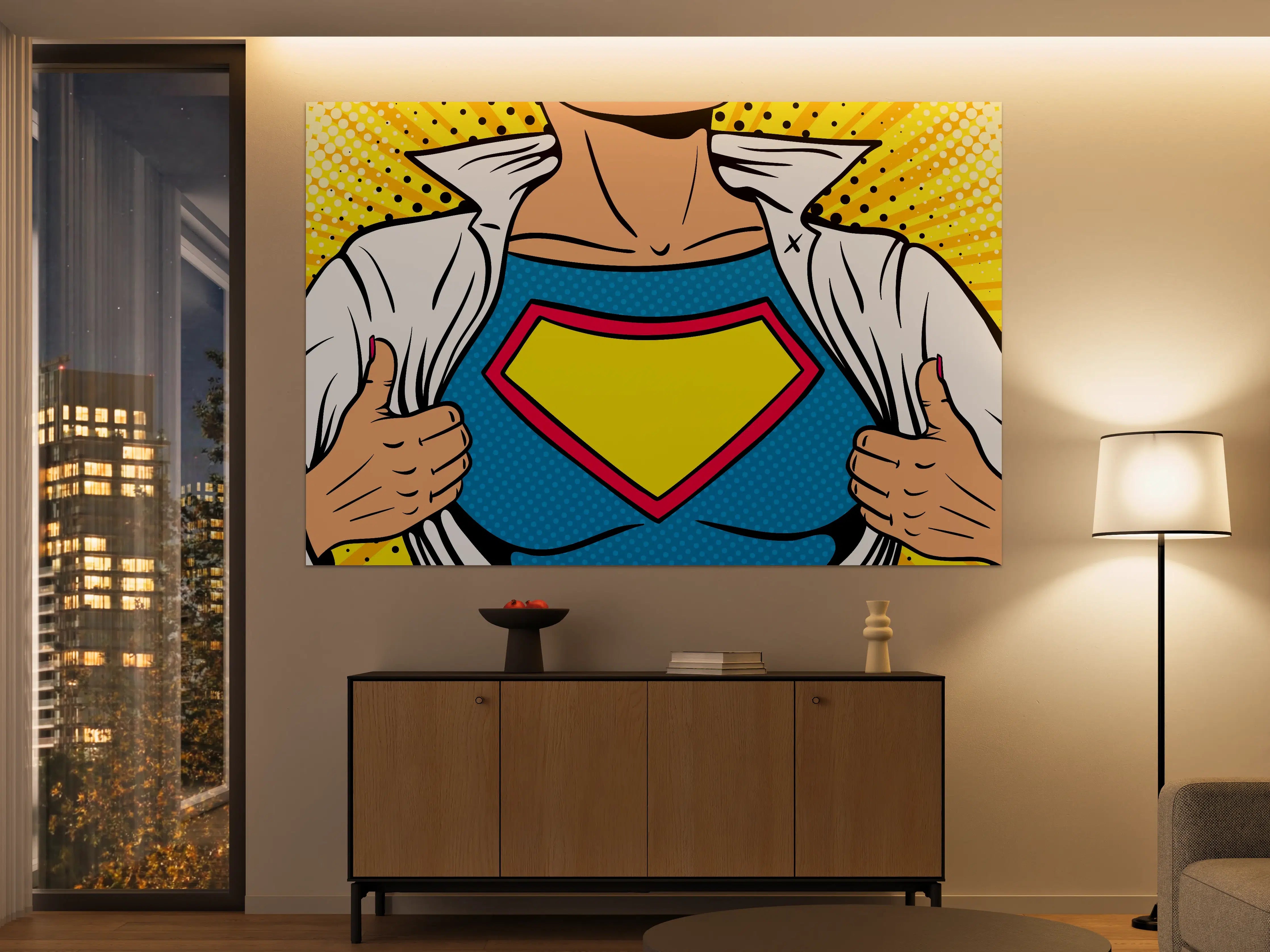 Große Wandbilder - Superhelden-Comic-Design in Pop-Art-Stil