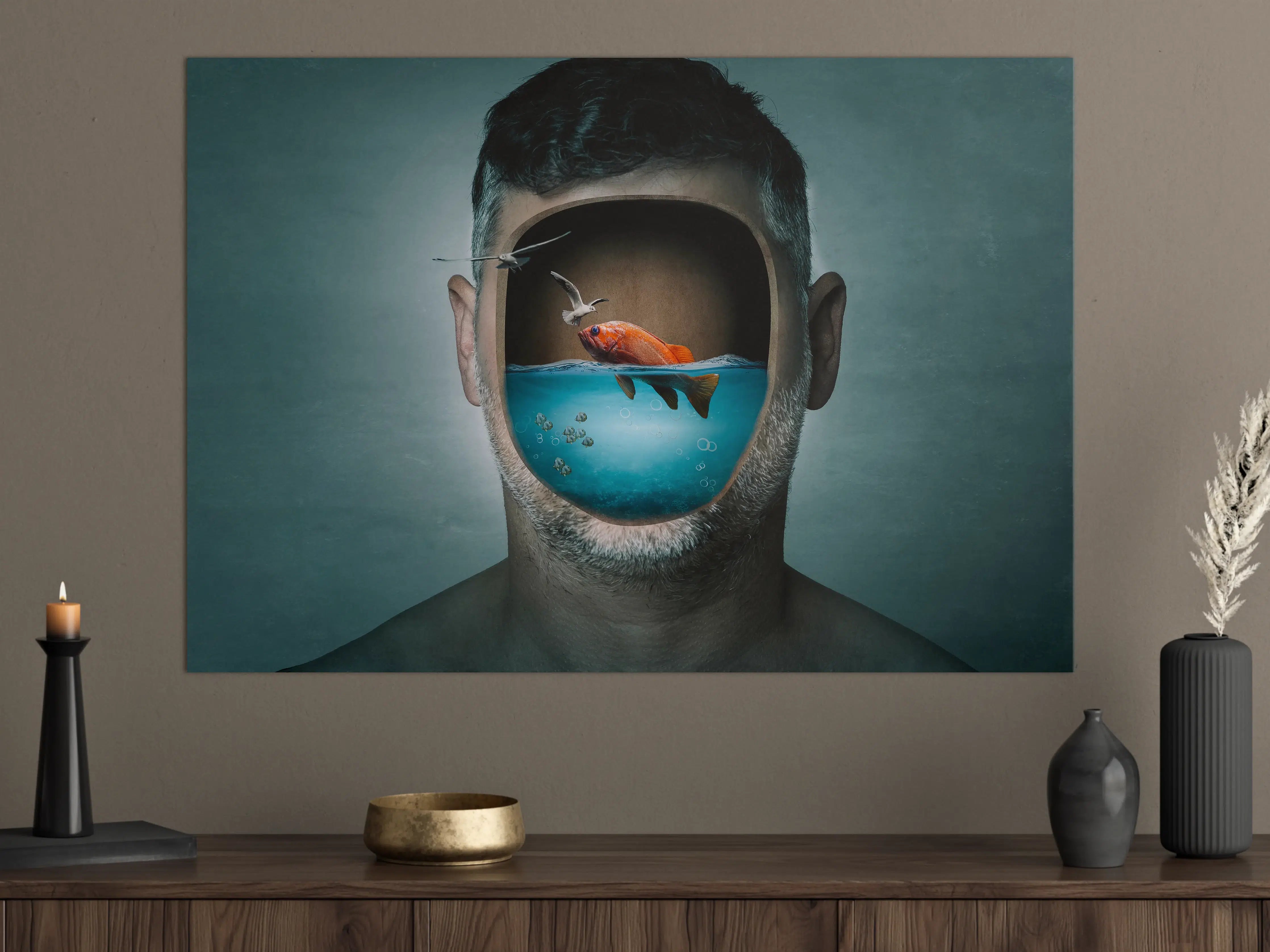 Große Wandbilder - Surreales Wasser-Gesicht Porträt