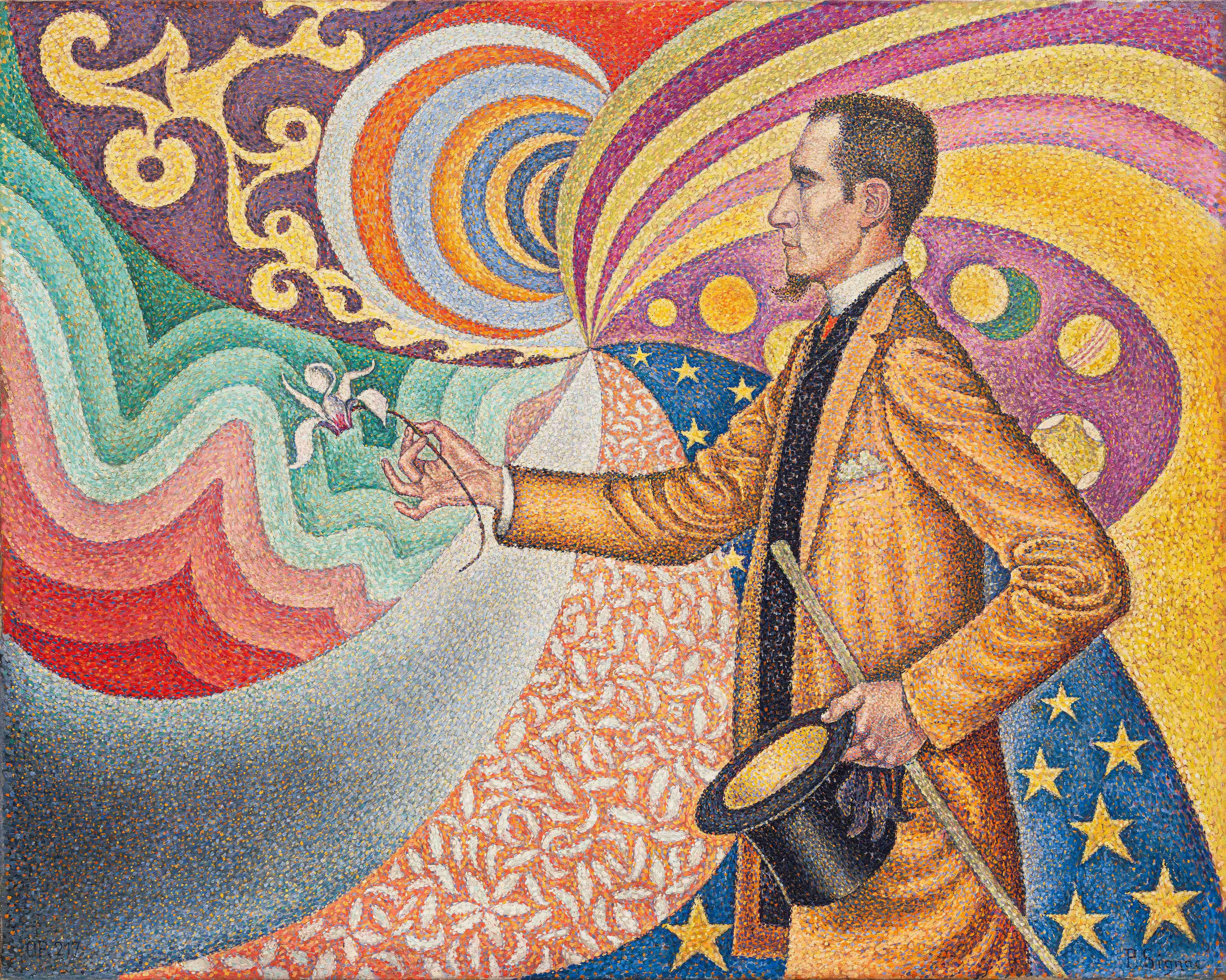 Große Wandbilder-Surrealistischer Zauberer mit buntem Musterhintergrund