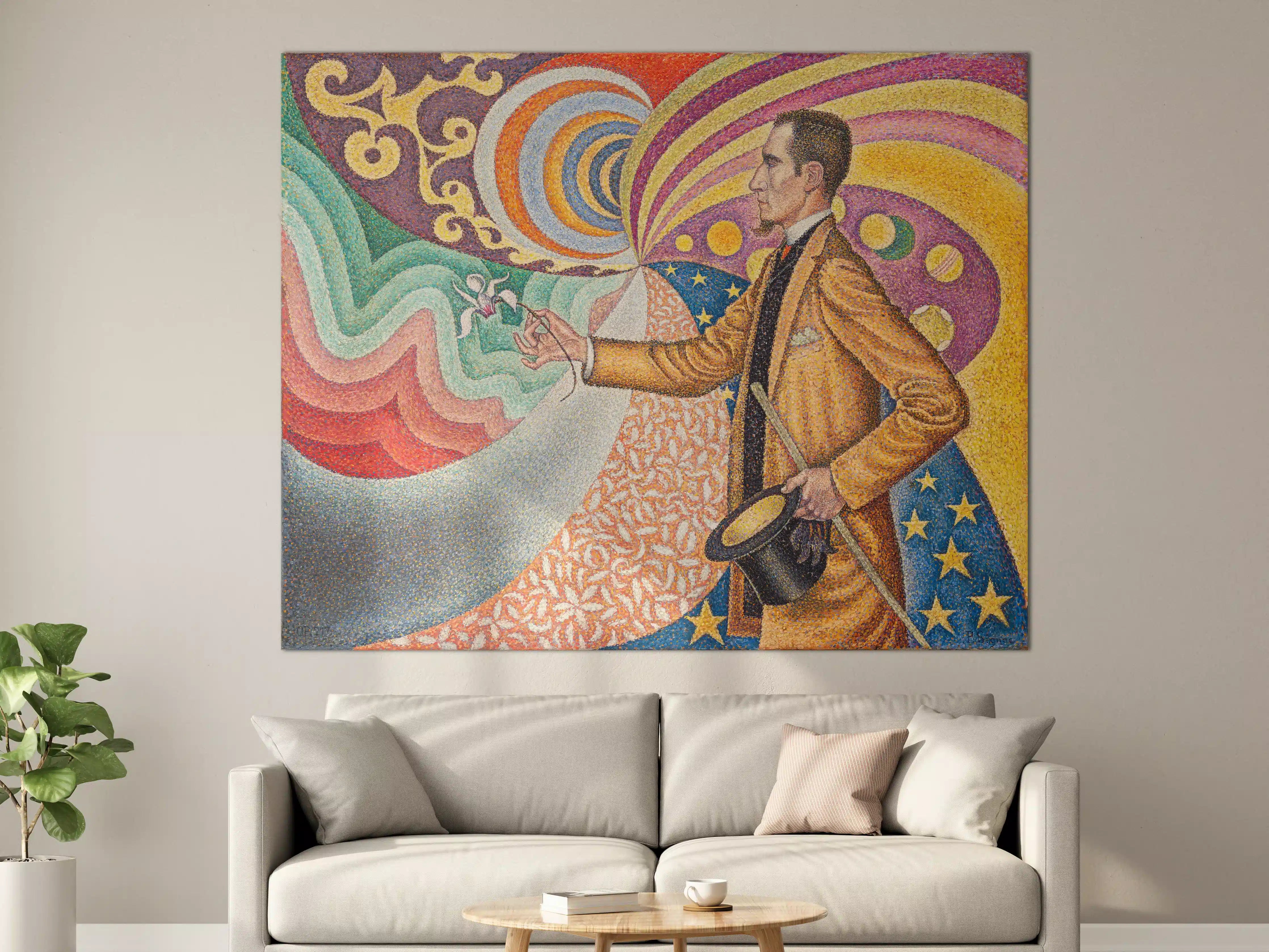 Große Wandbilder - Surrealistischer Zauberer mit buntem Musterhintergrund