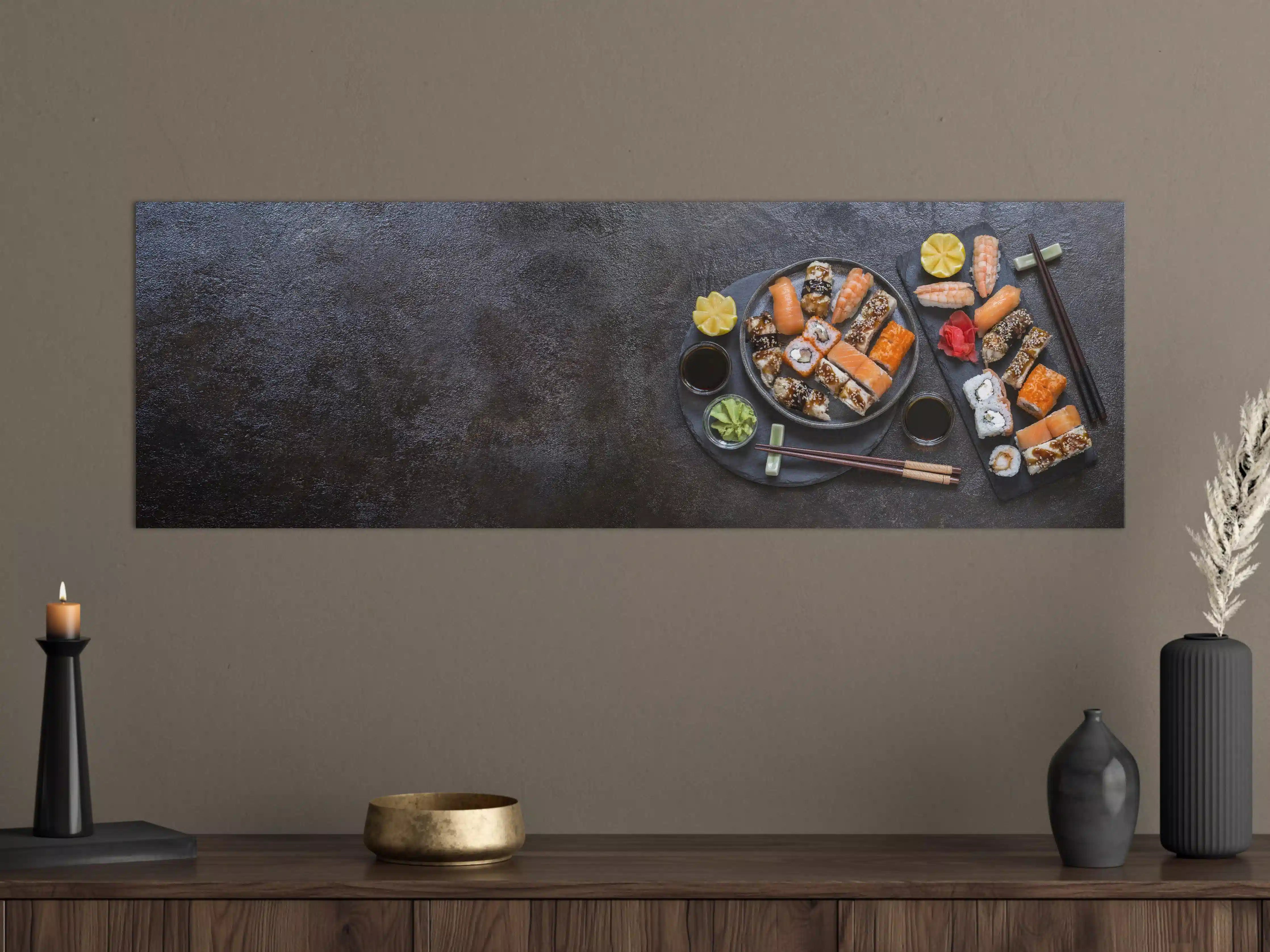 Große Wandbilder - Sushi-Platte Schwarz-Orange