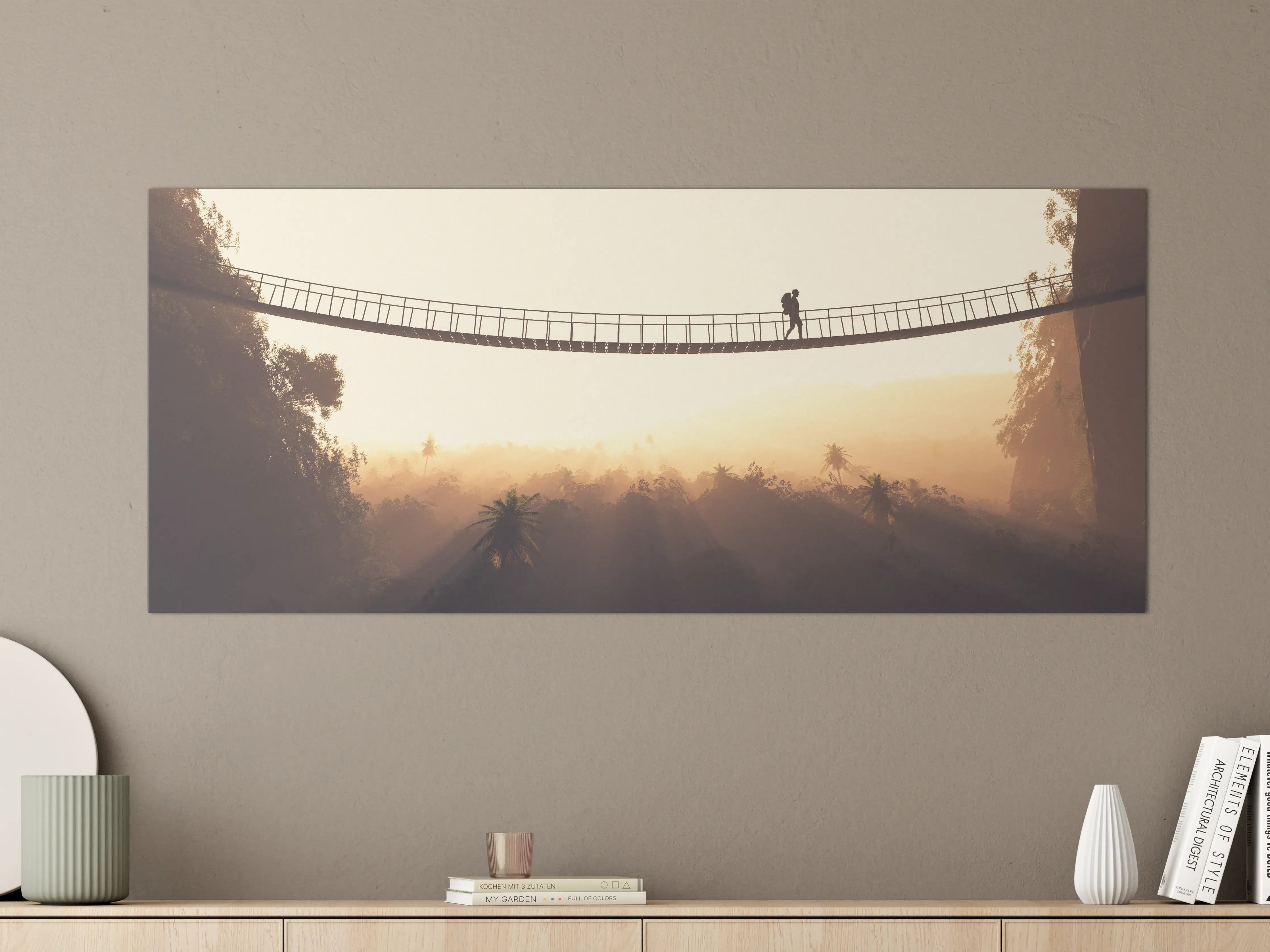 Große Wandbilder - Suspence Bridge at Sunset
