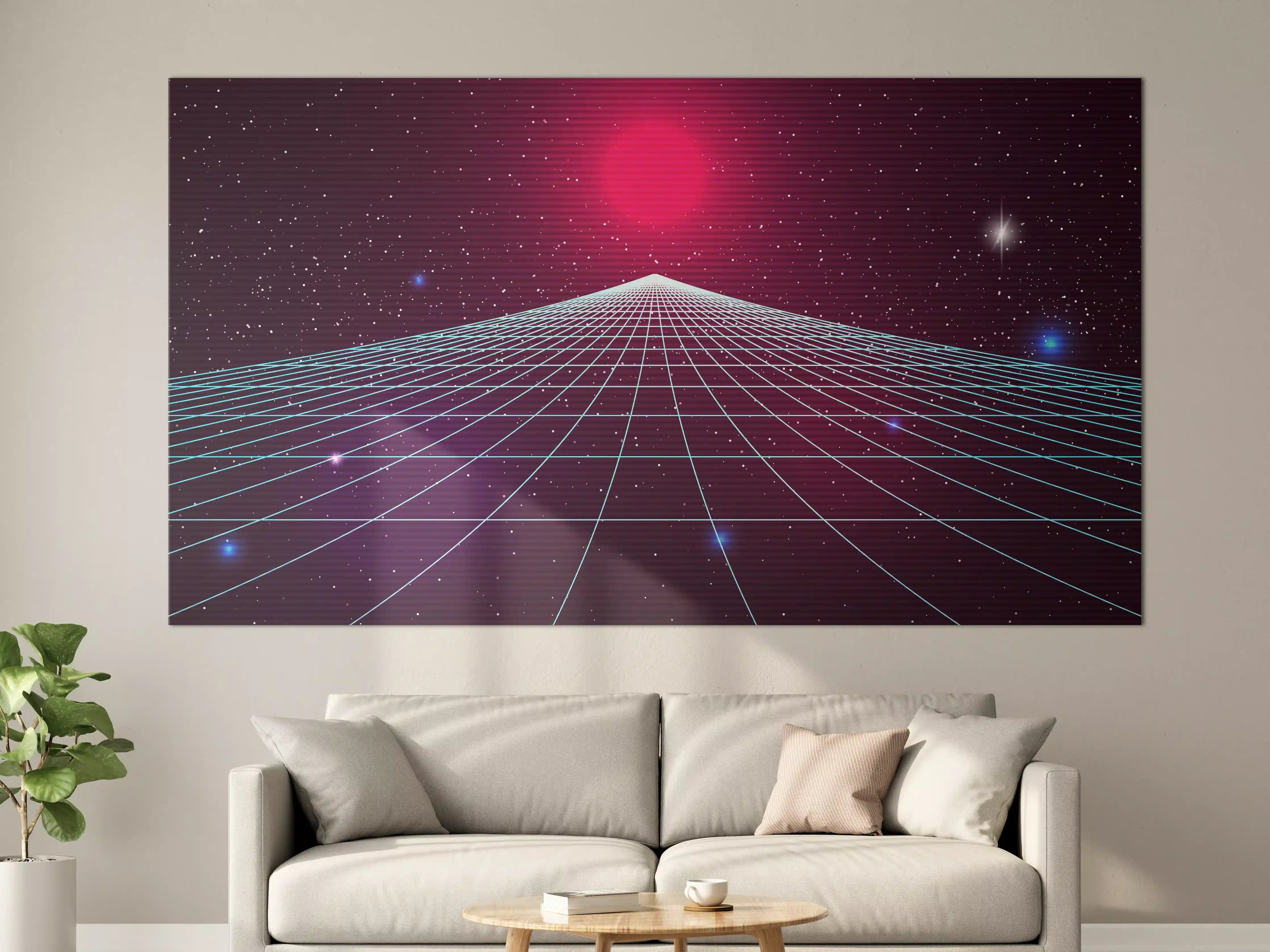 Große Wandbilder - Synthwave Sonnenuntergang Retro