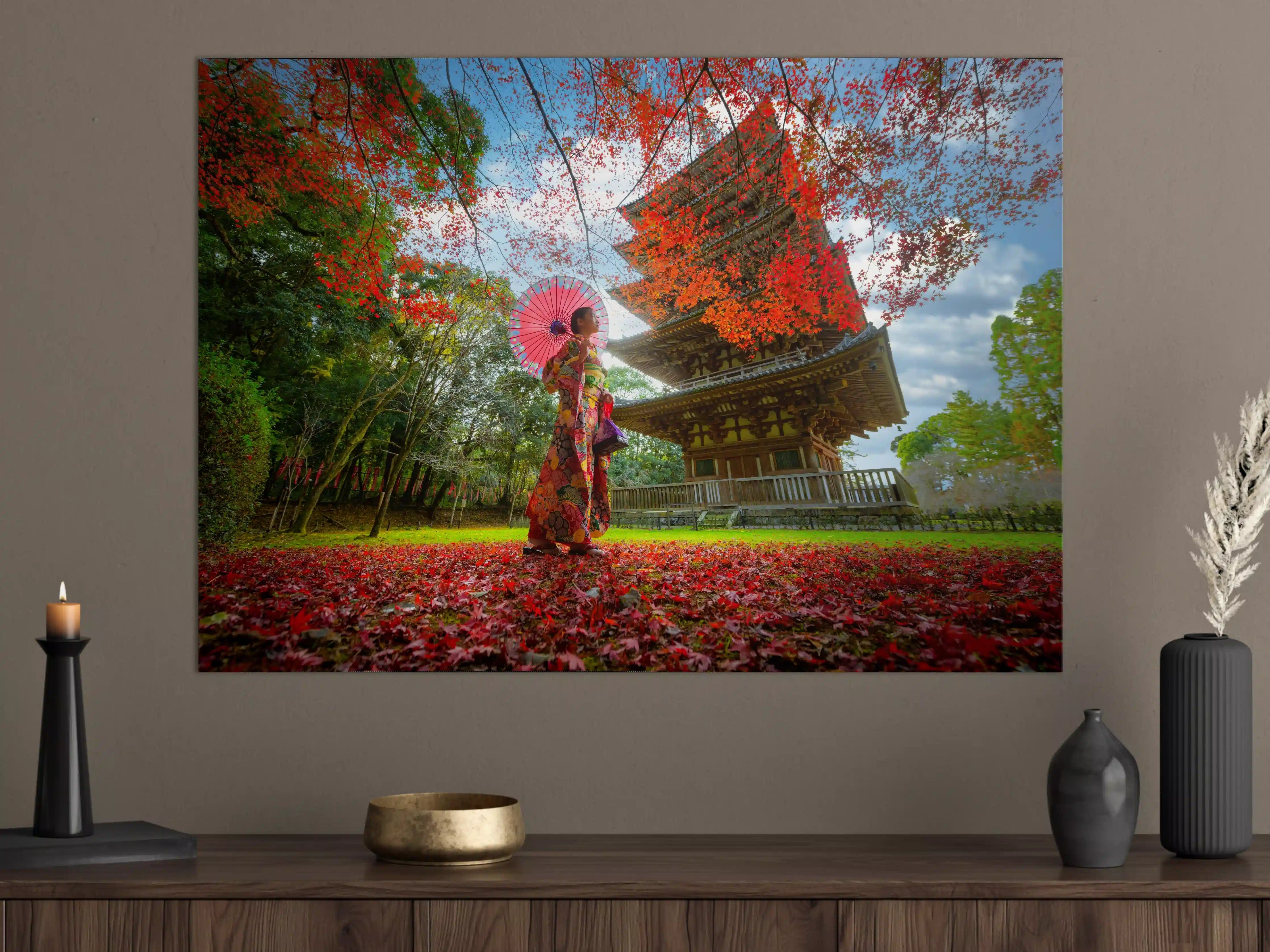 Große Wandbilder - Tempel in Japan in Herbstlicher Landschaft