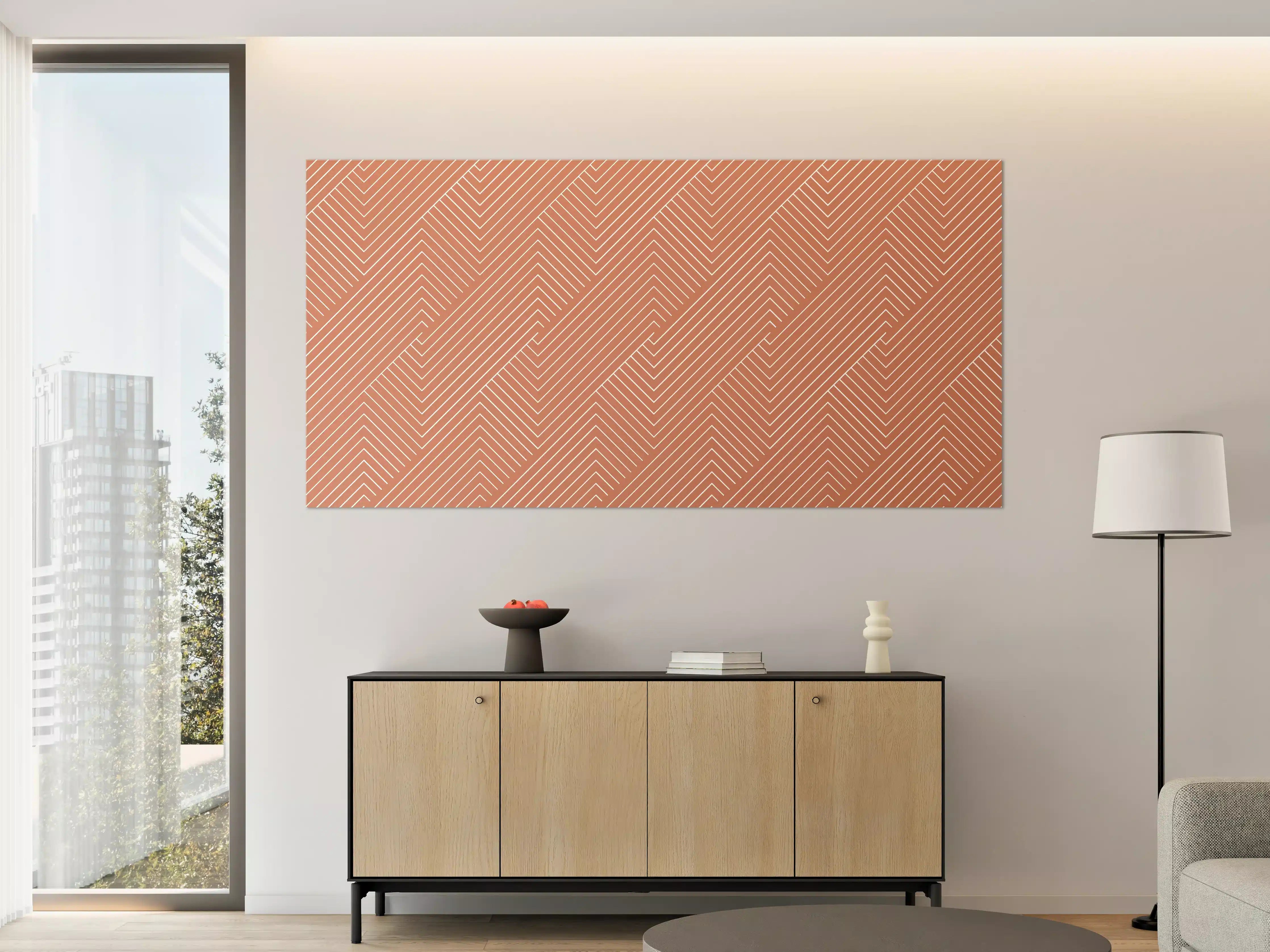 Große Wandbilder - Terra Cotta Linienmuster
