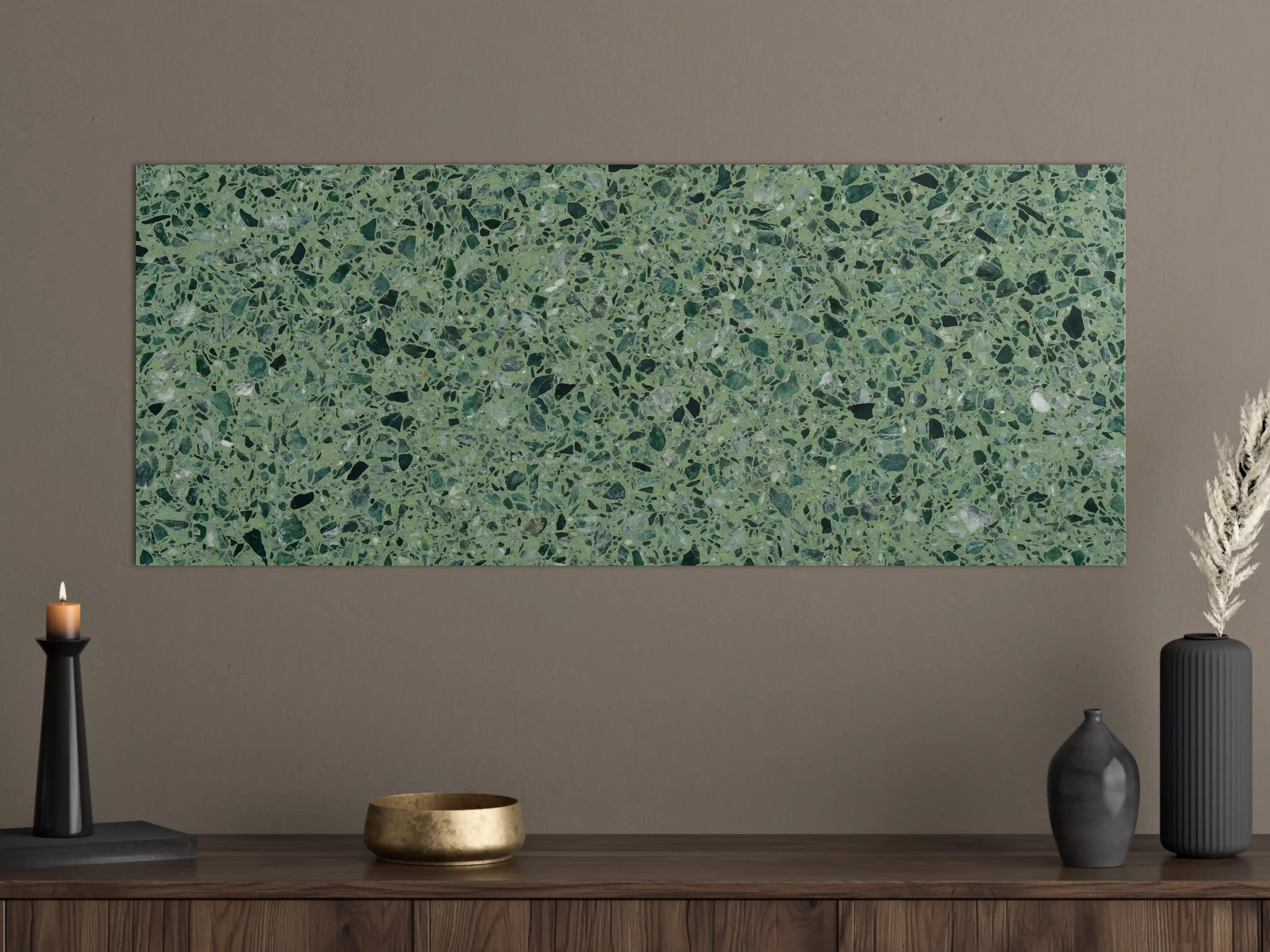 Große Wandbilder - Terrazzo Textur auf türkisem Hintergrund