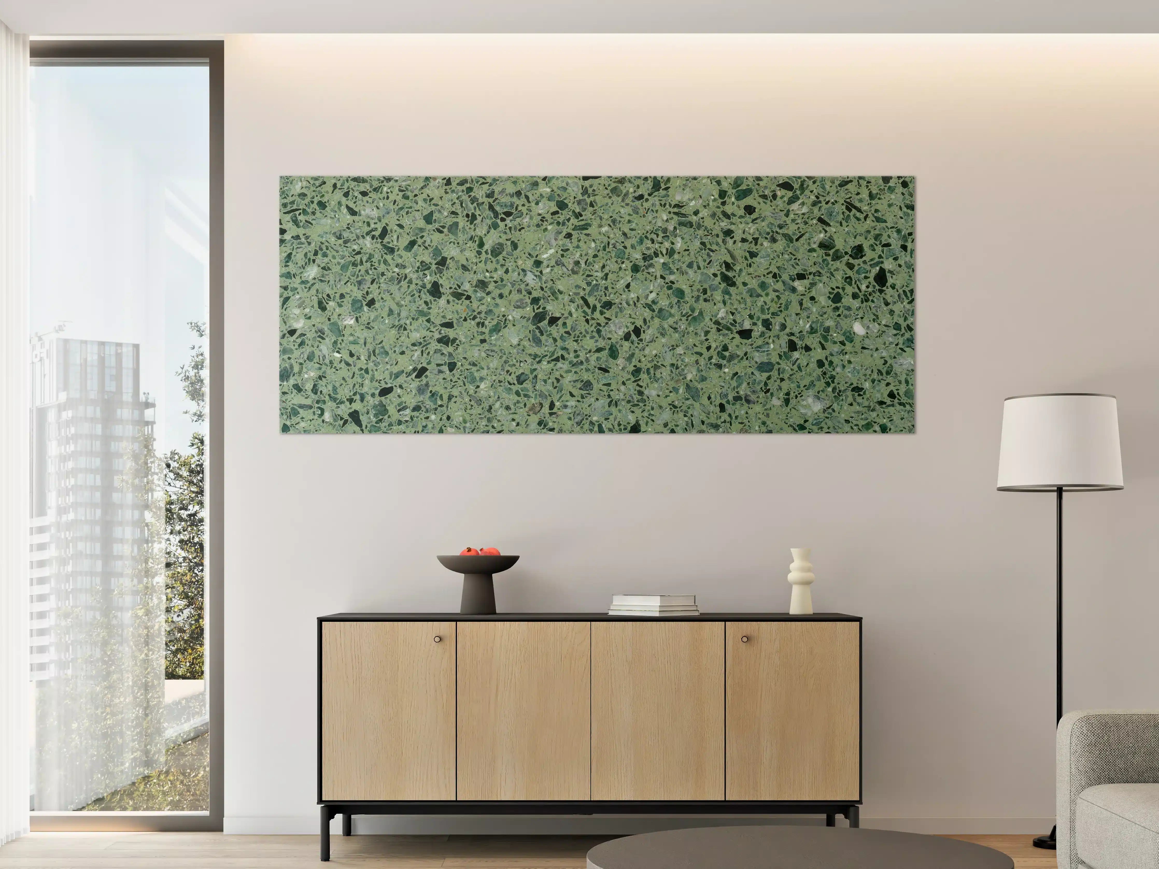 Große Wandbilder - Terrazzo Textur auf türkisem Hintergrund