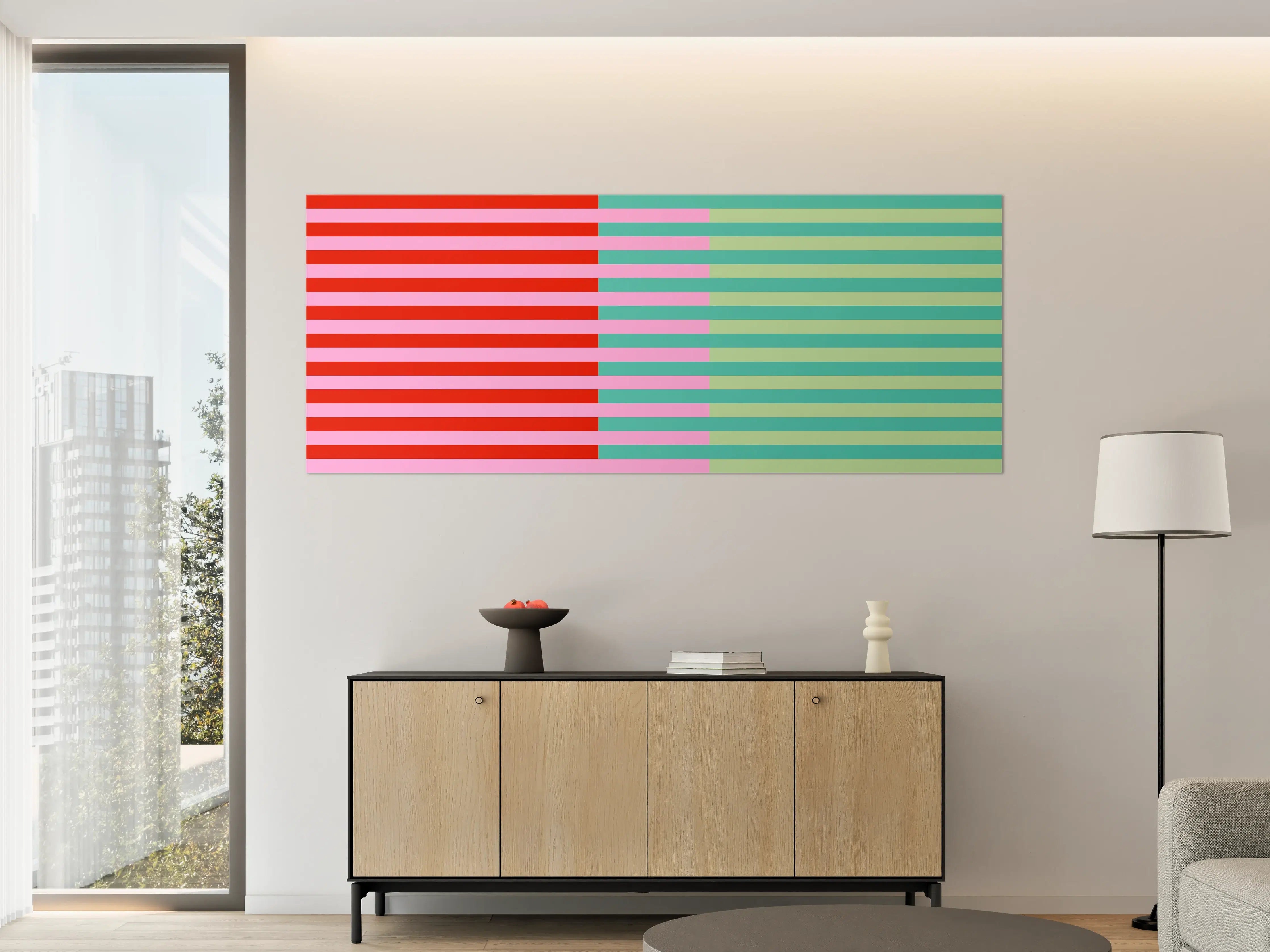 Große Wandbilder - The Springs - Multy Stripes - Peony