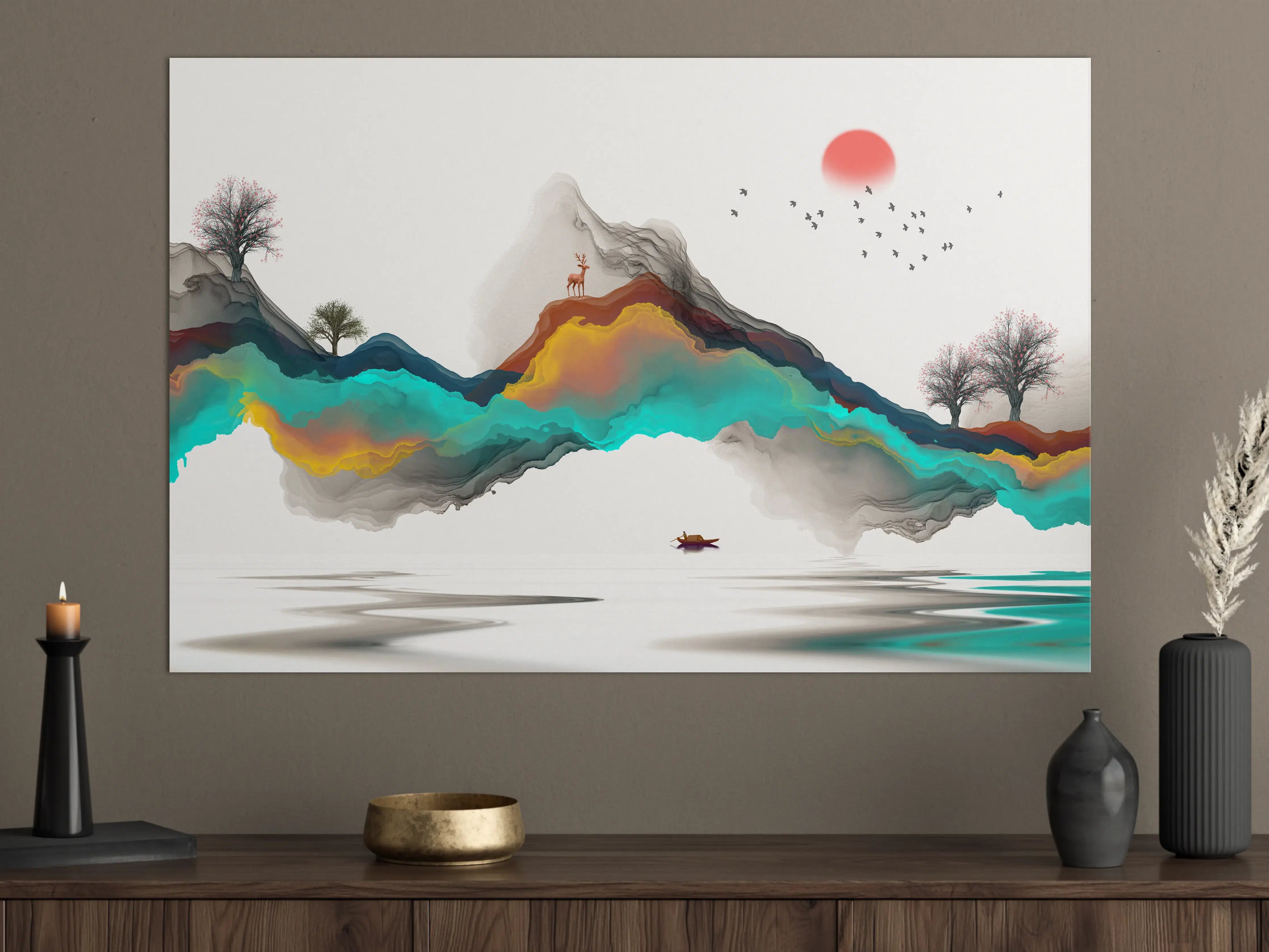 Große Wandbilder - Tinte Linie Dekoration Landschaft