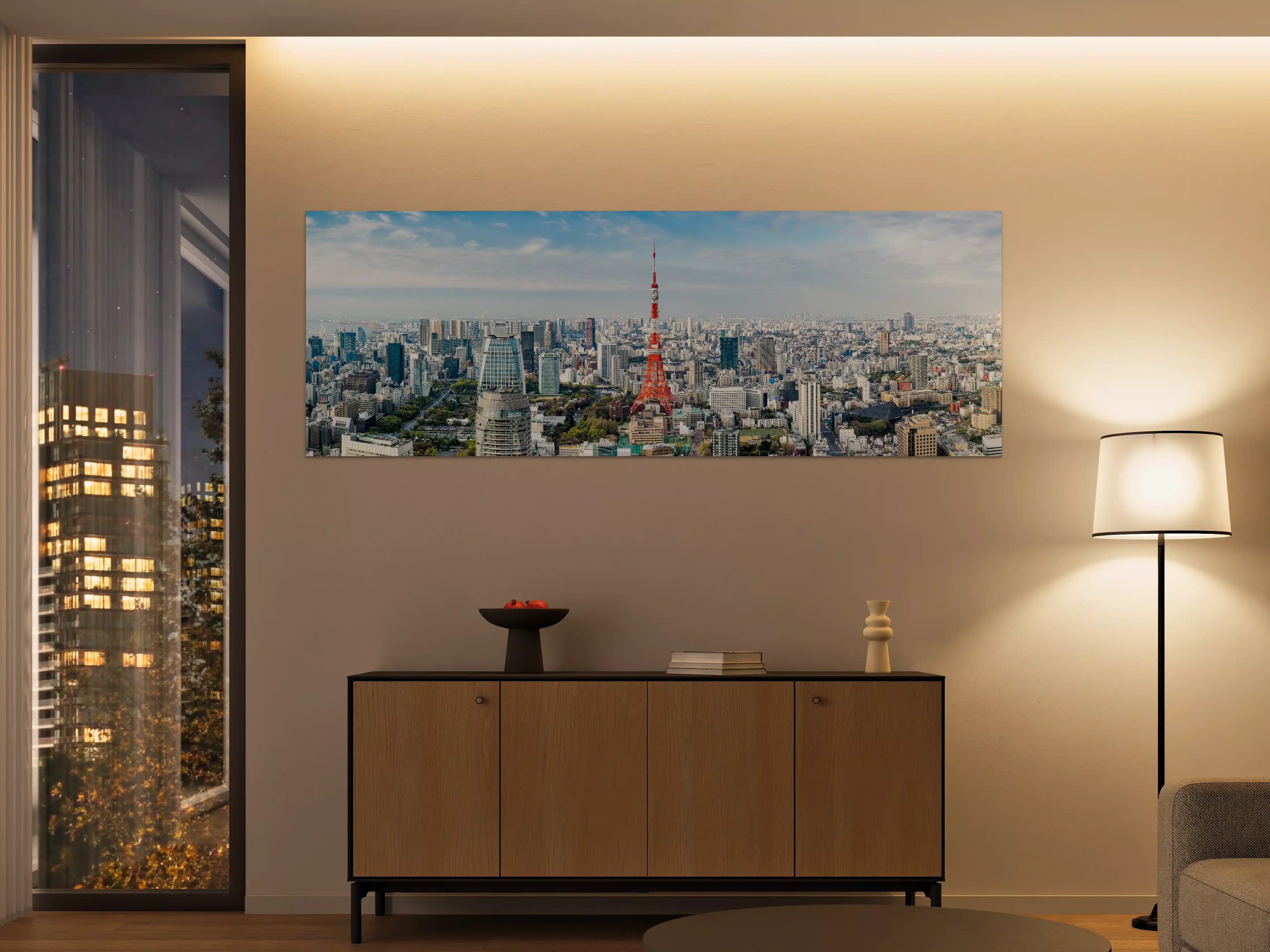 Große Wandbilder - Tokio Skyline Rot-Blau