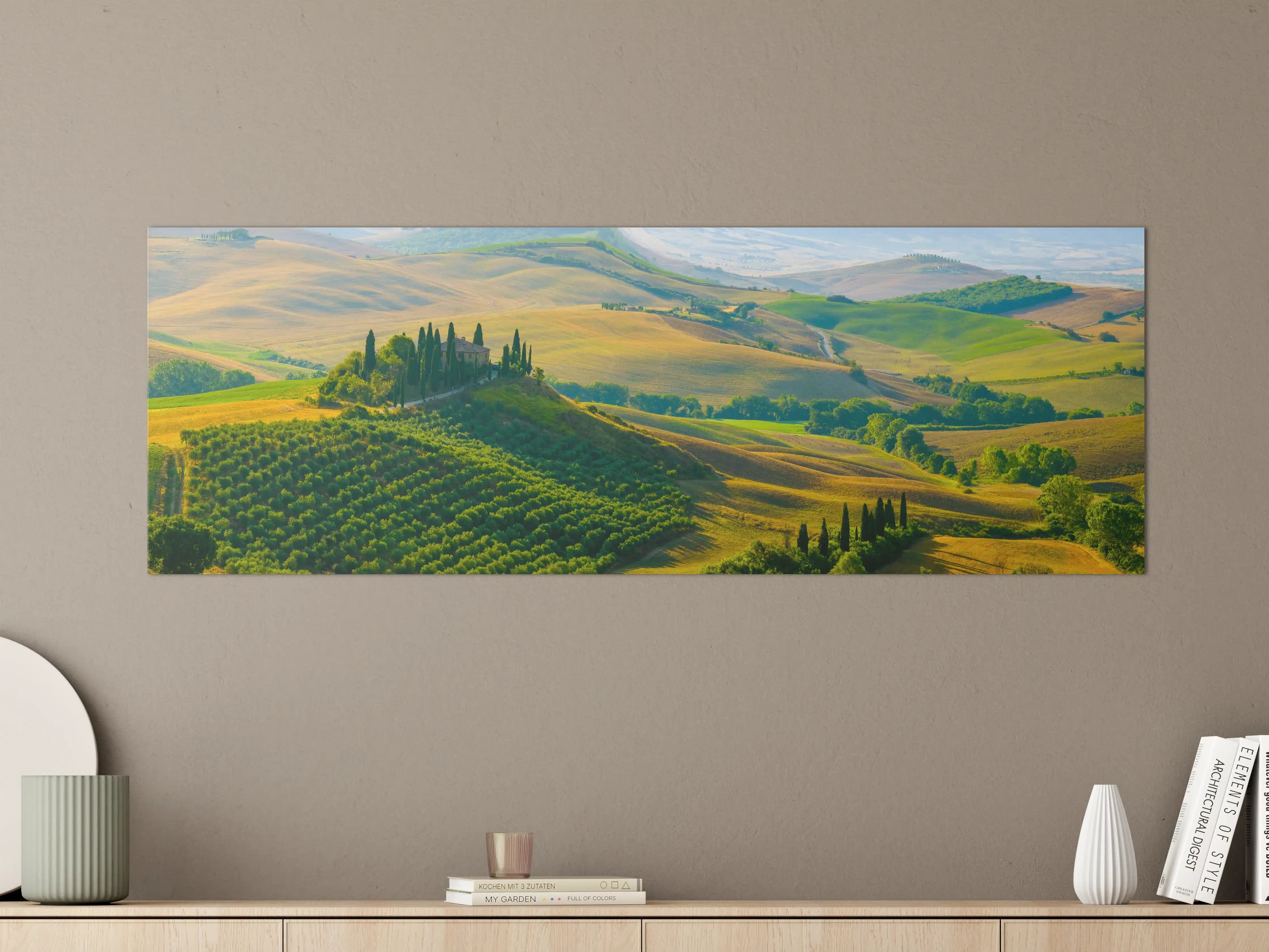 Große Wandbilder - Toskana Hügel in Grün