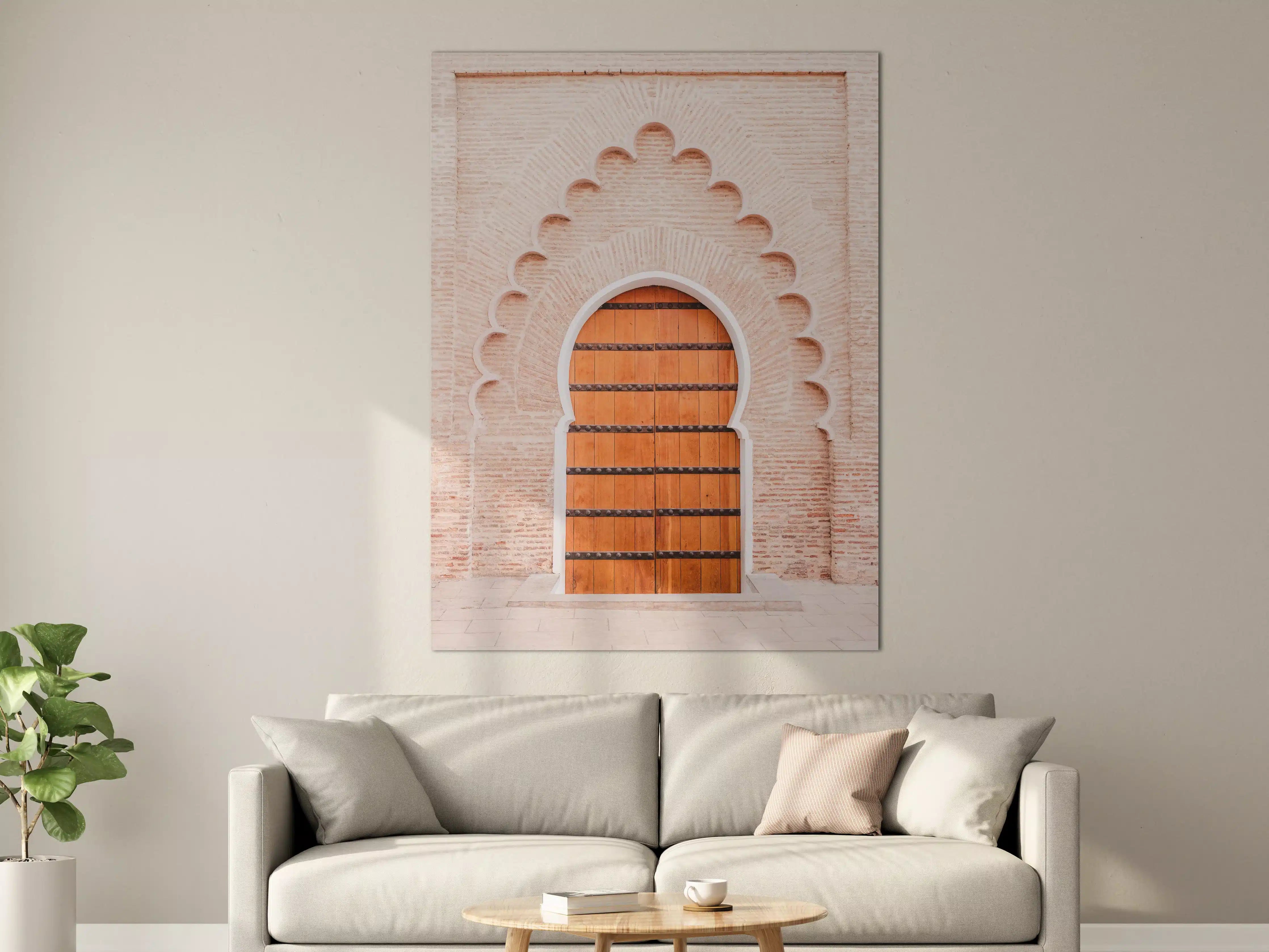 Große Wandbilder - Traditionelle Moschee-Architektur mit Holztür