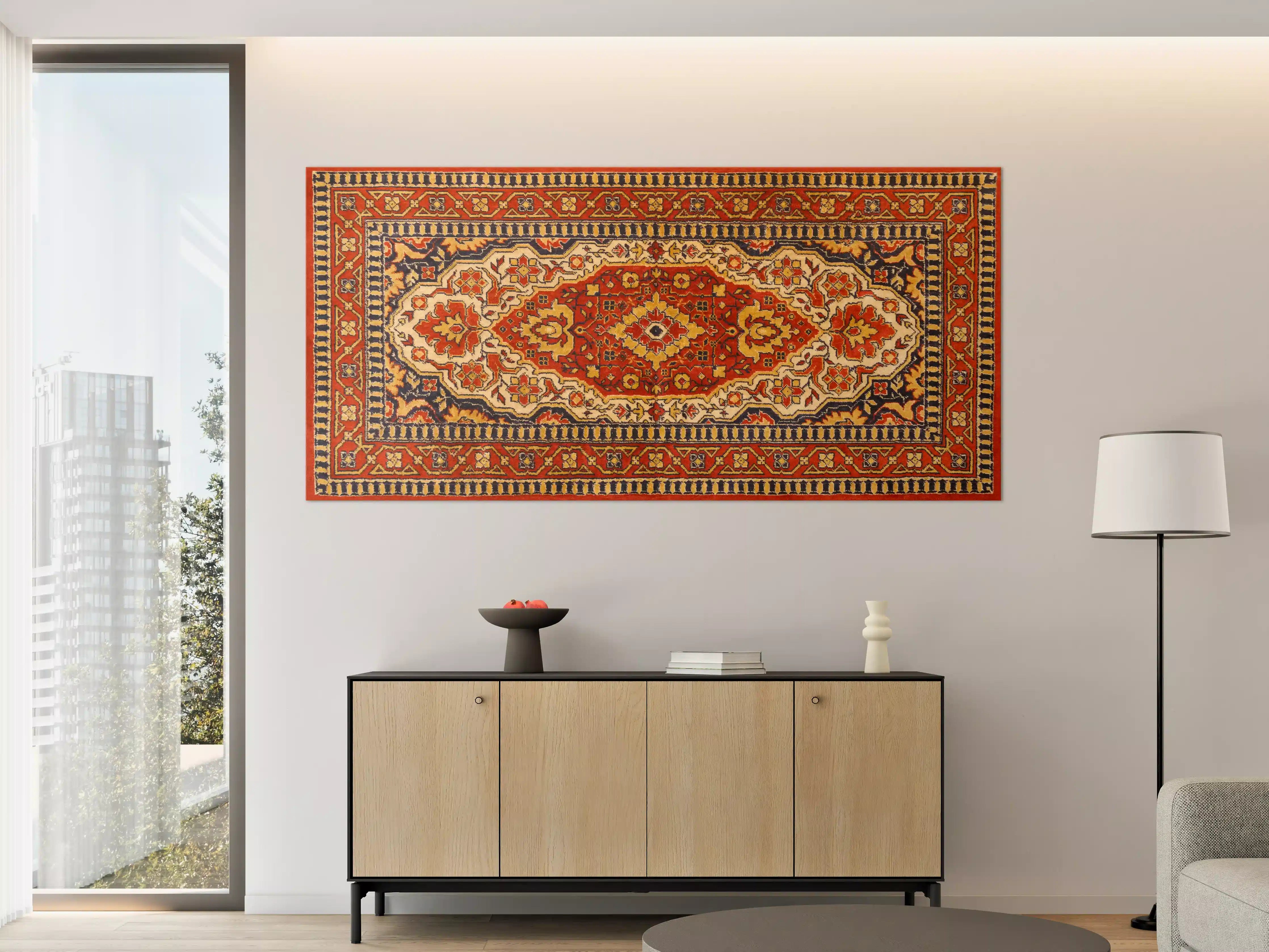 Große Wandbilder - Traditioneller Perser-Teppich mit Rot, Blau und Beige
