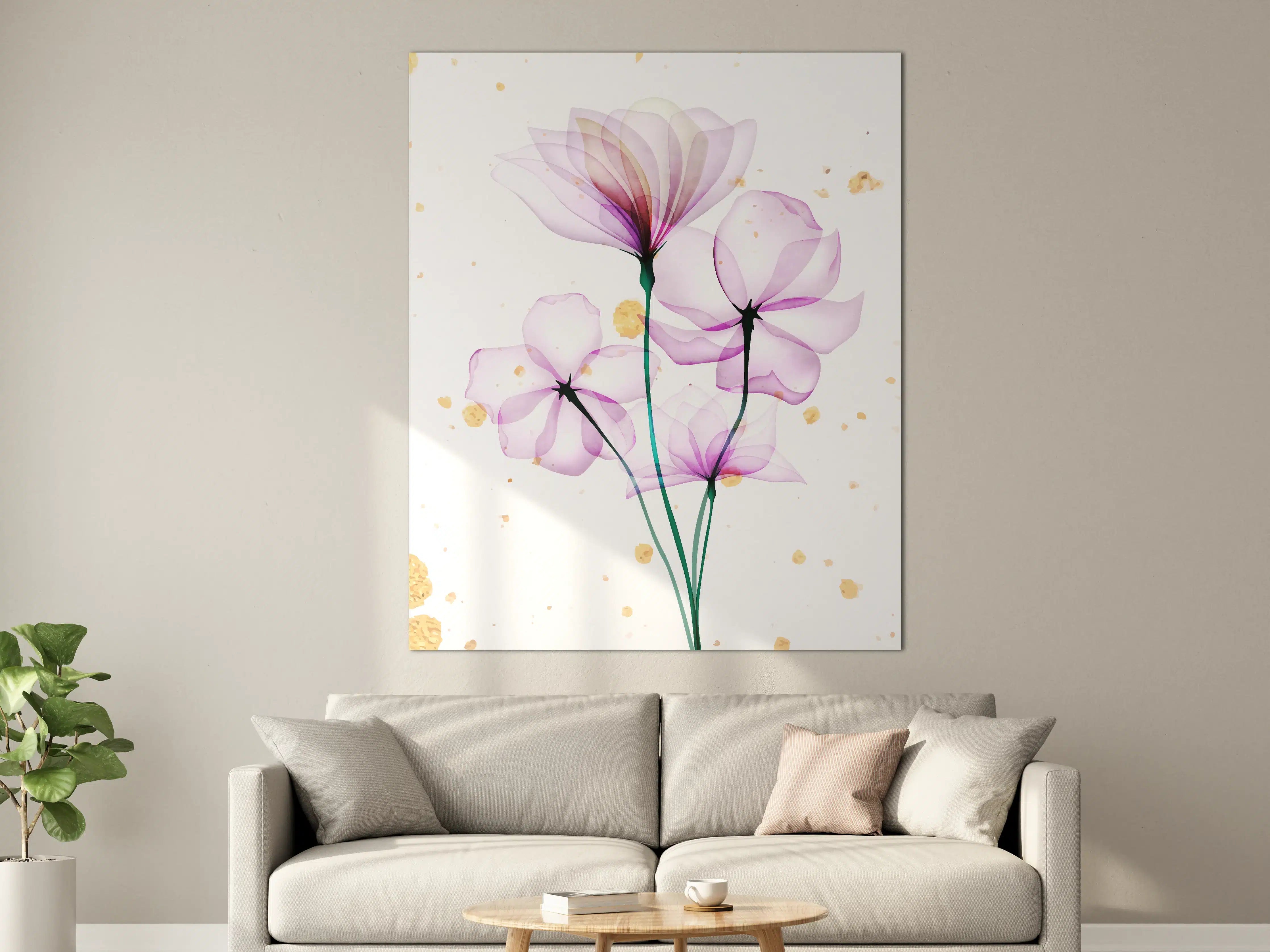 Große Wandbilder - Transluzente Blüten Aquarell-Effekt