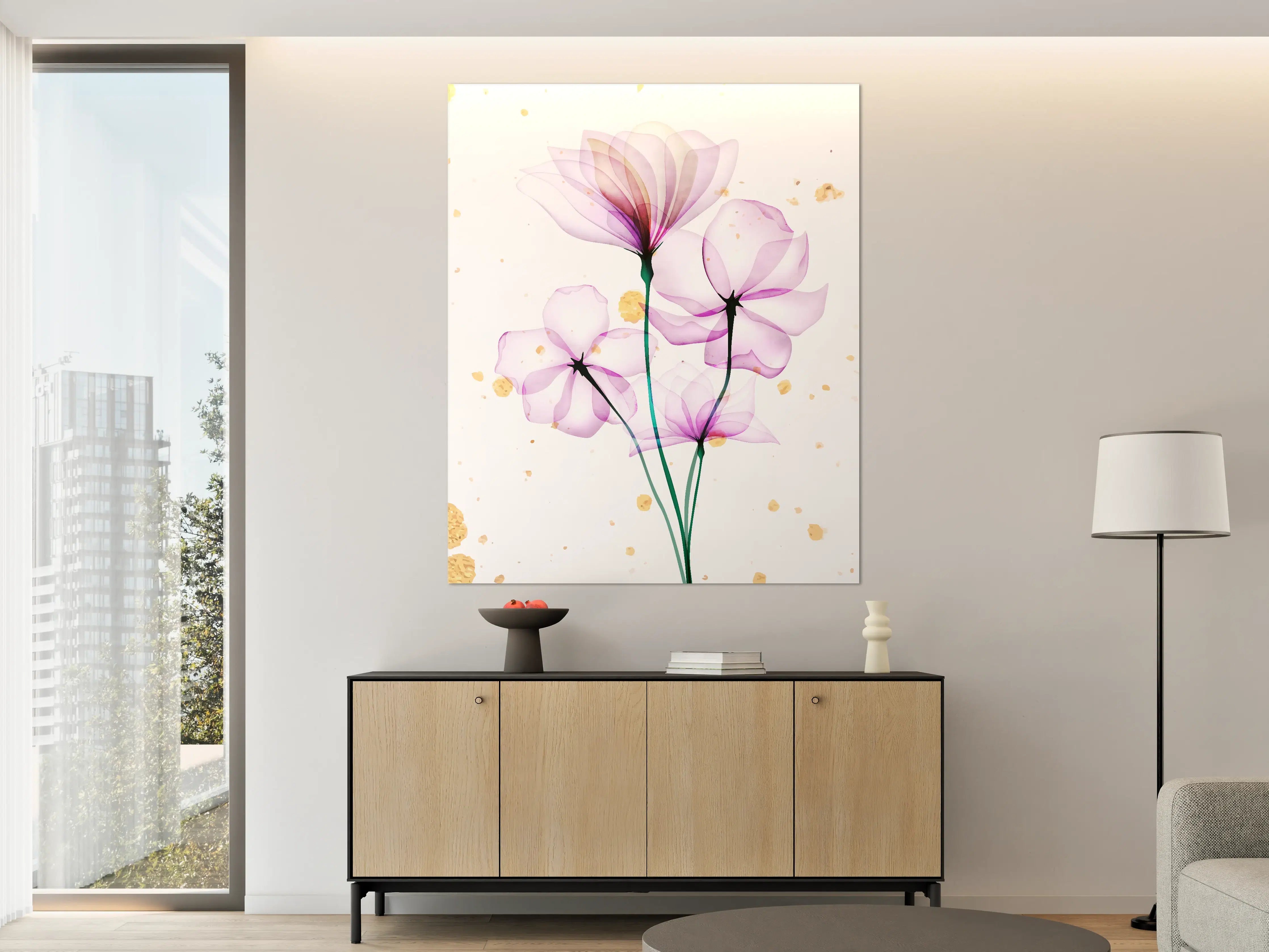 Große Wandbilder - Transluzente Blüten Aquarell-Effekt