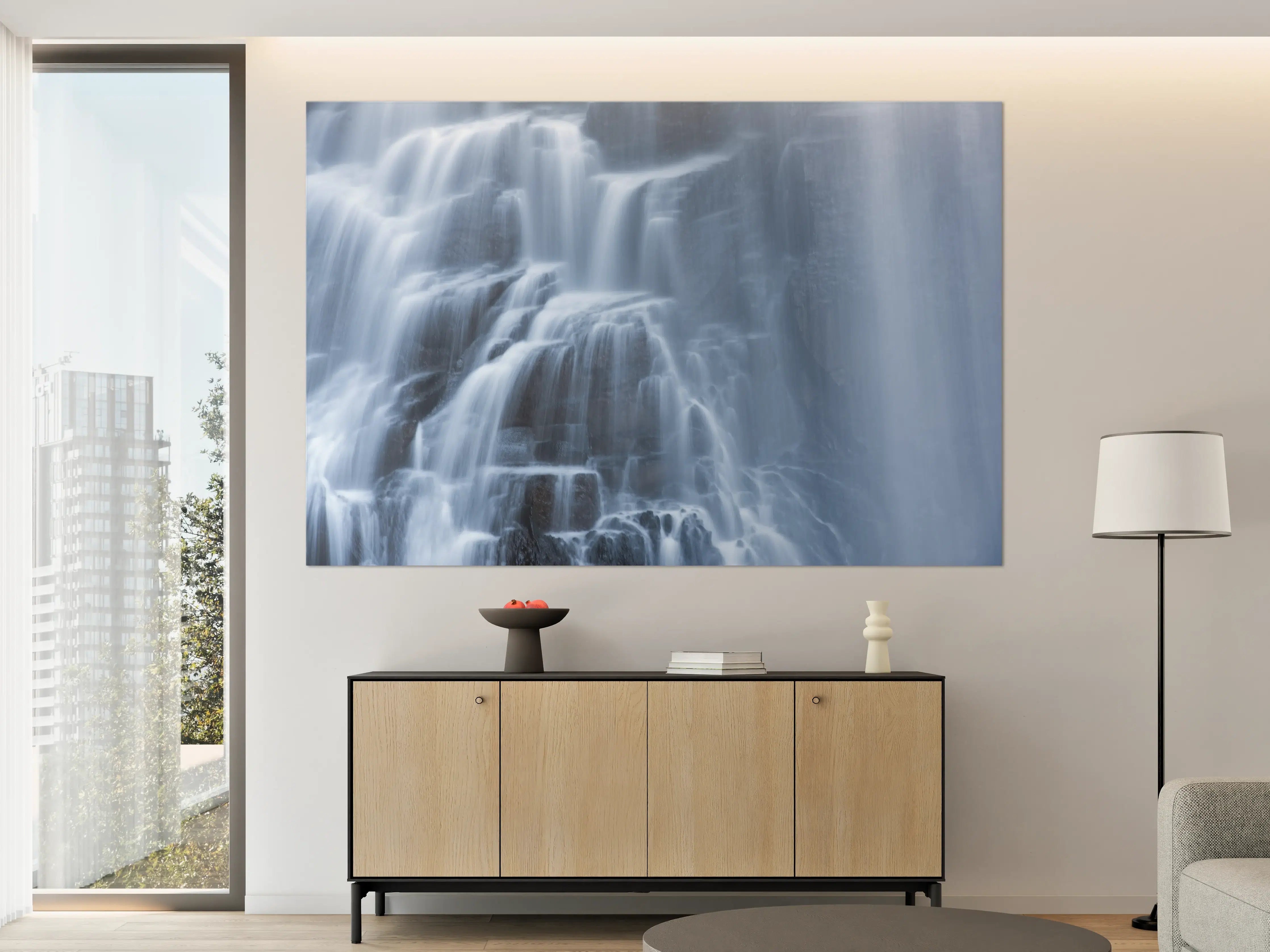 Große Wandbilder - Traumartiger Wasserfall an Felsenwand