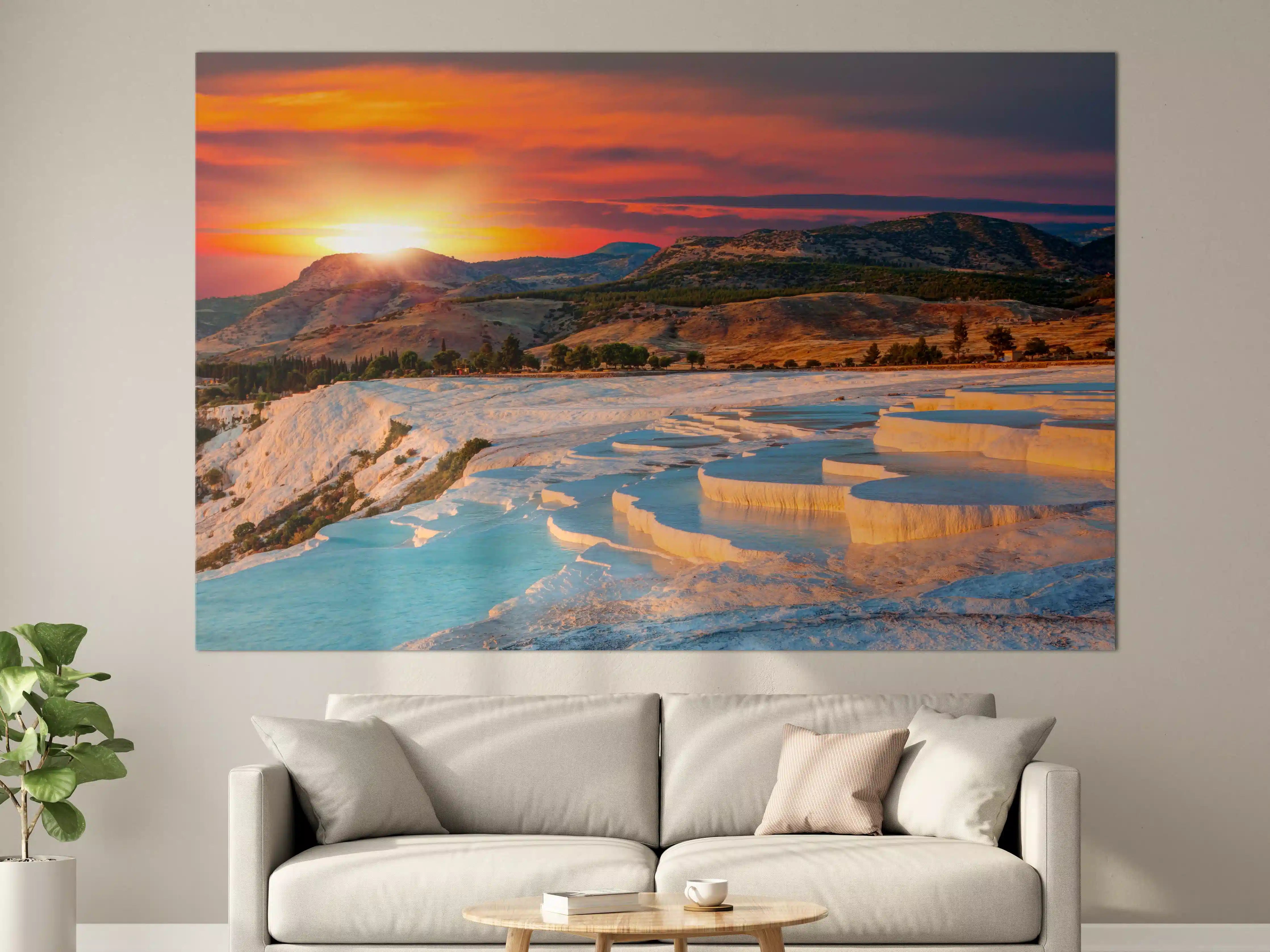 Große Wandbilder - Travertinbecken in Pamukkale am Abend