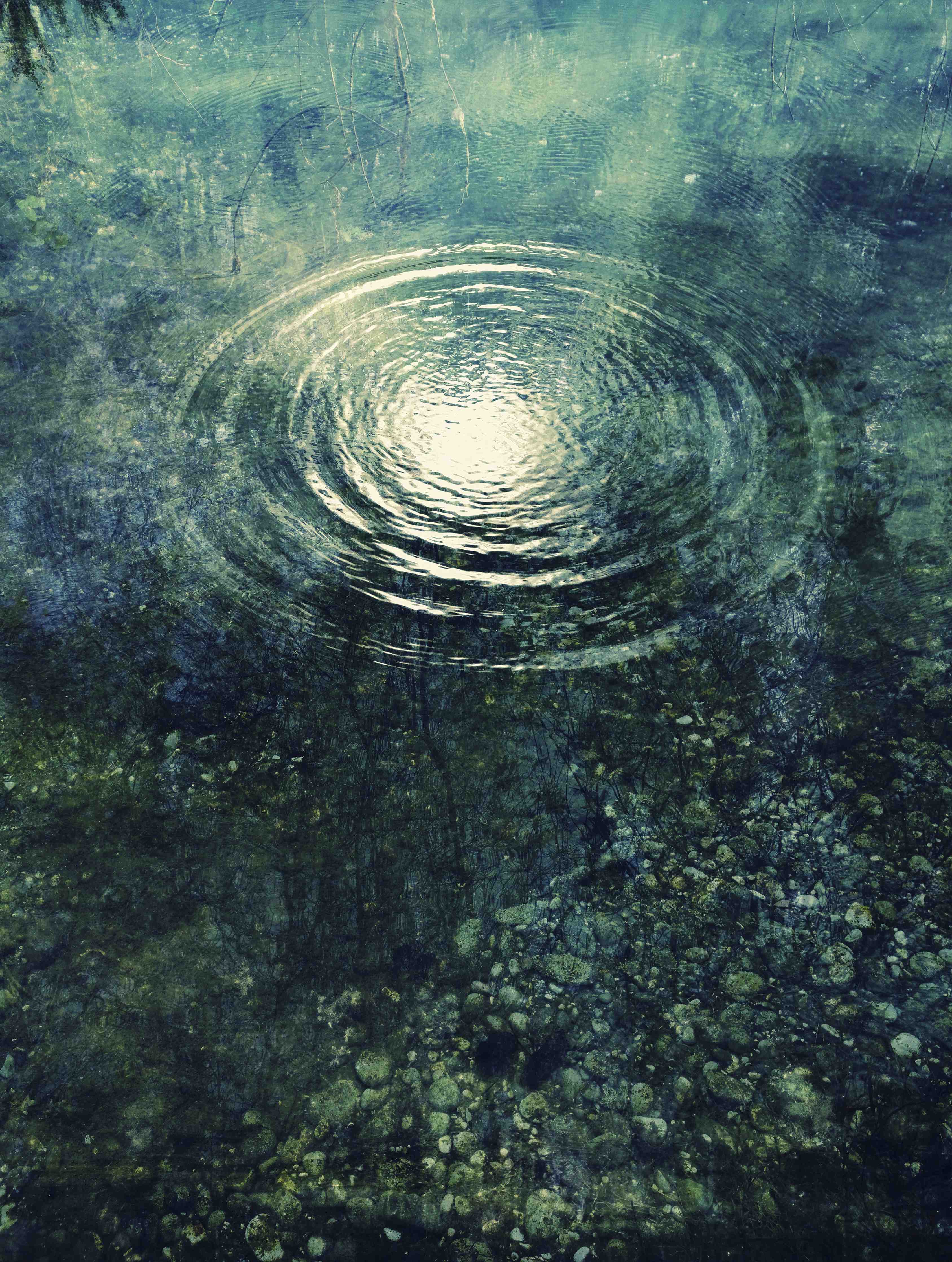Große Wandbilder-Tropfen auf Wasseroberfläche in Blau- und Grfcntf6nen