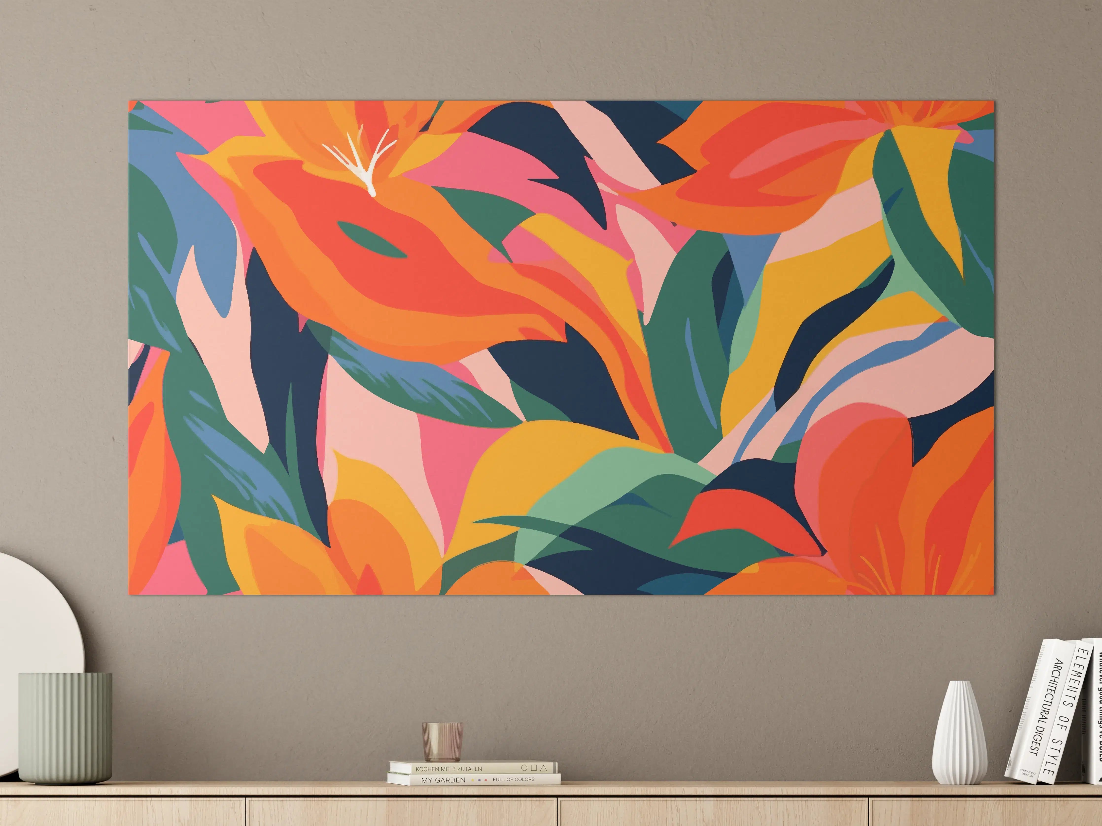 Große Wandbilder - Tropische Bunte Blumenillustration