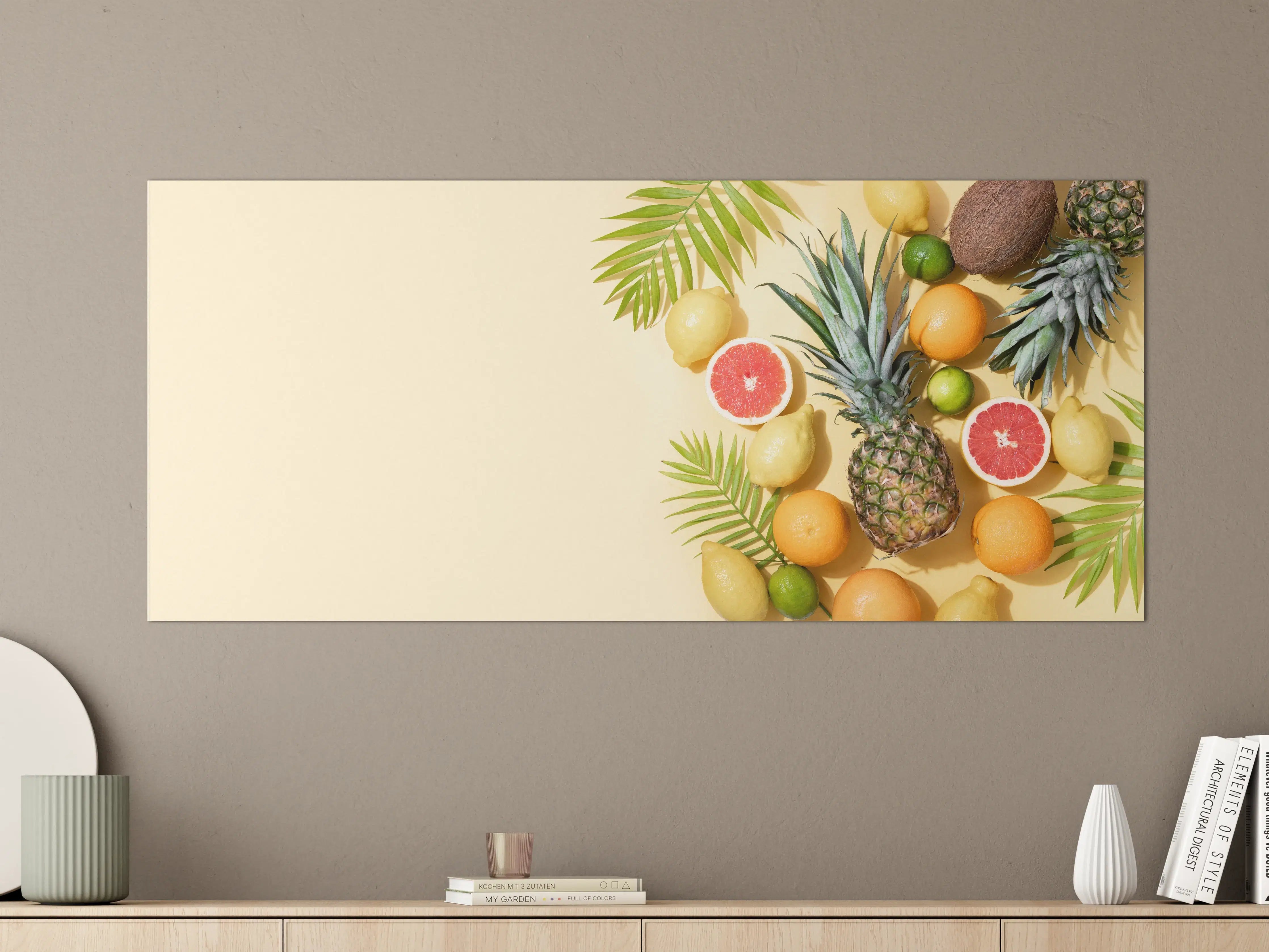 Große Wandbilder - Tropische Früchte auf Beige