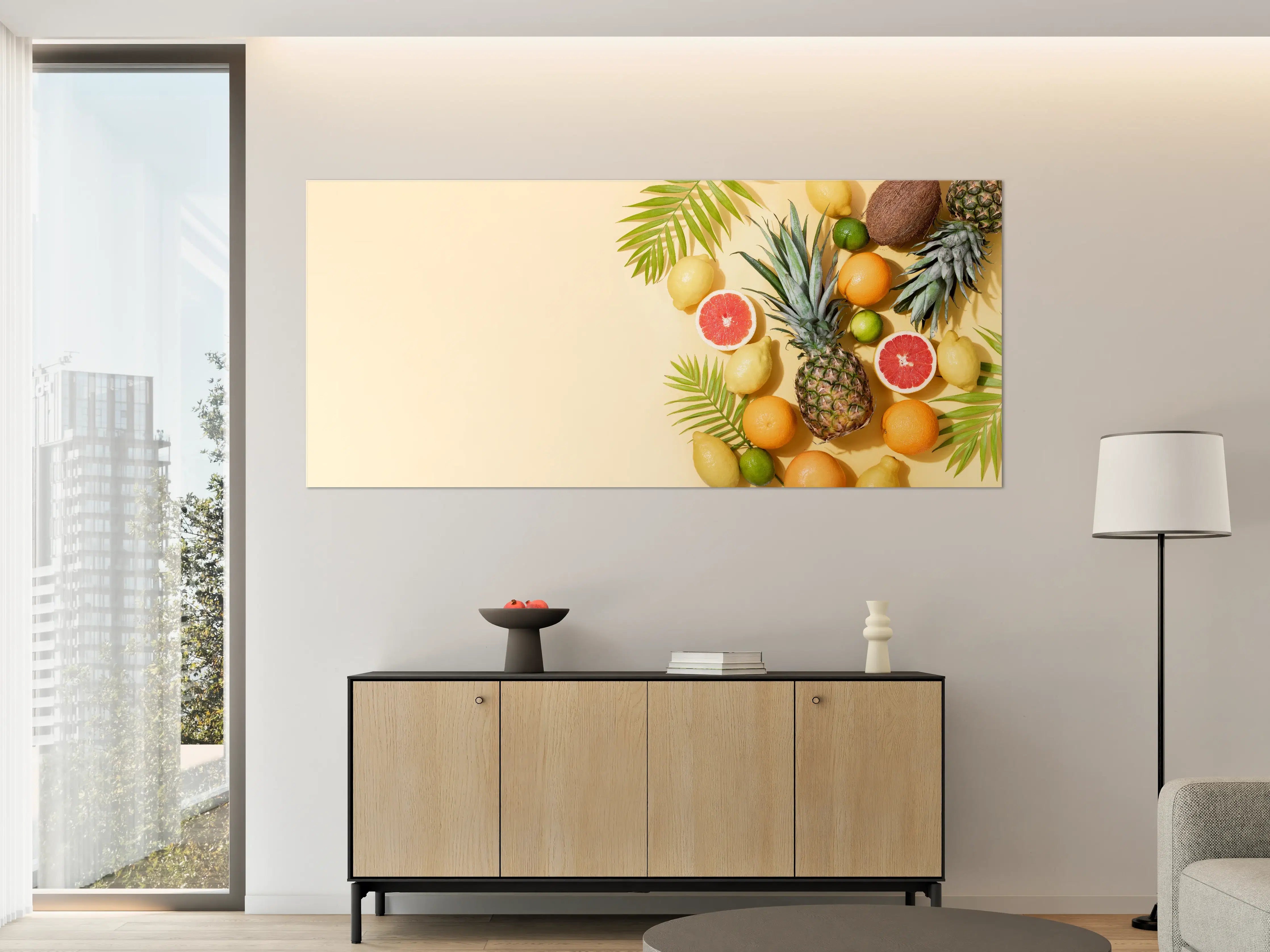 Große Wandbilder - Tropische Früchte auf Beige