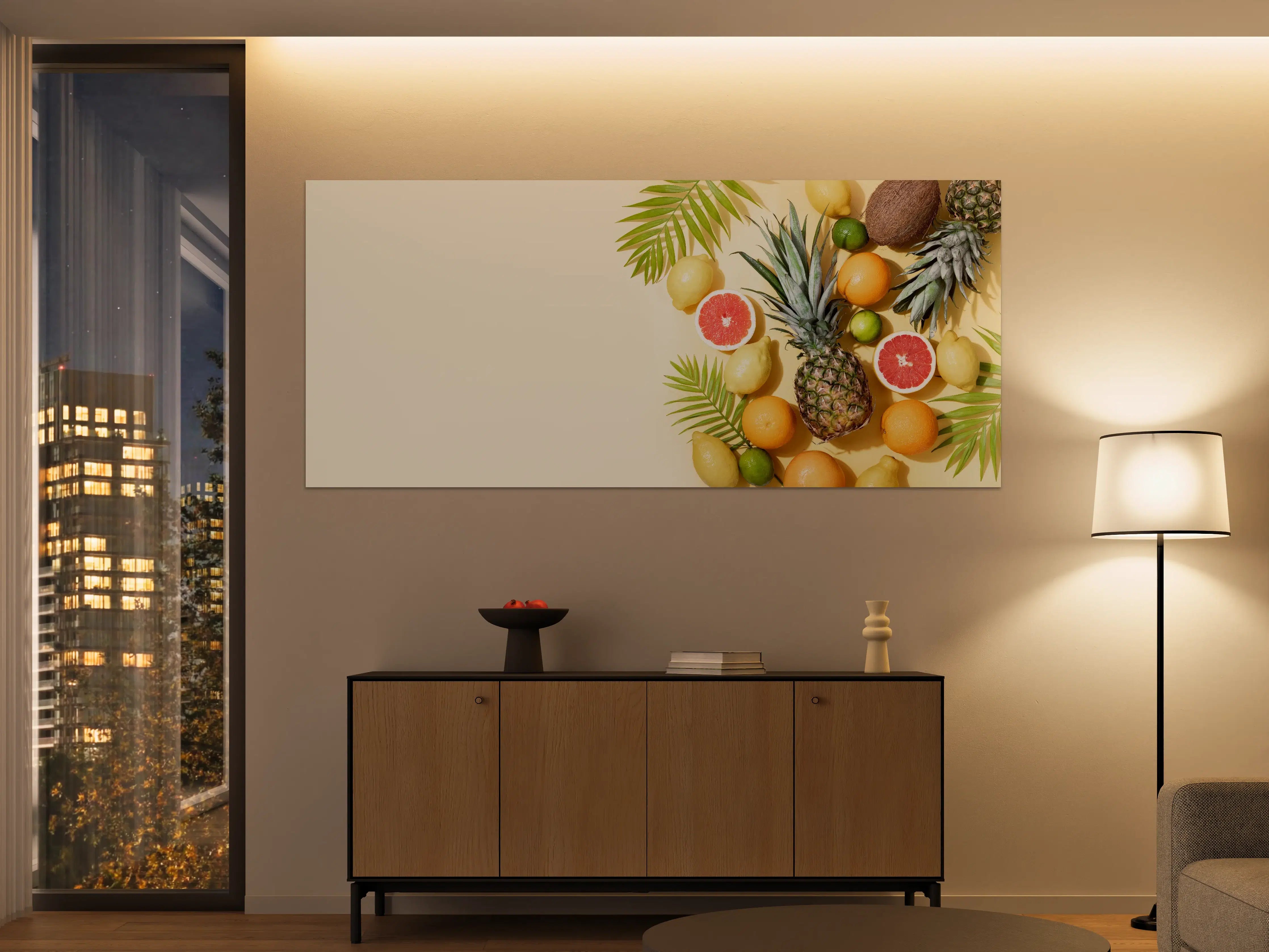 Große Wandbilder - Tropische Früchte auf Beige