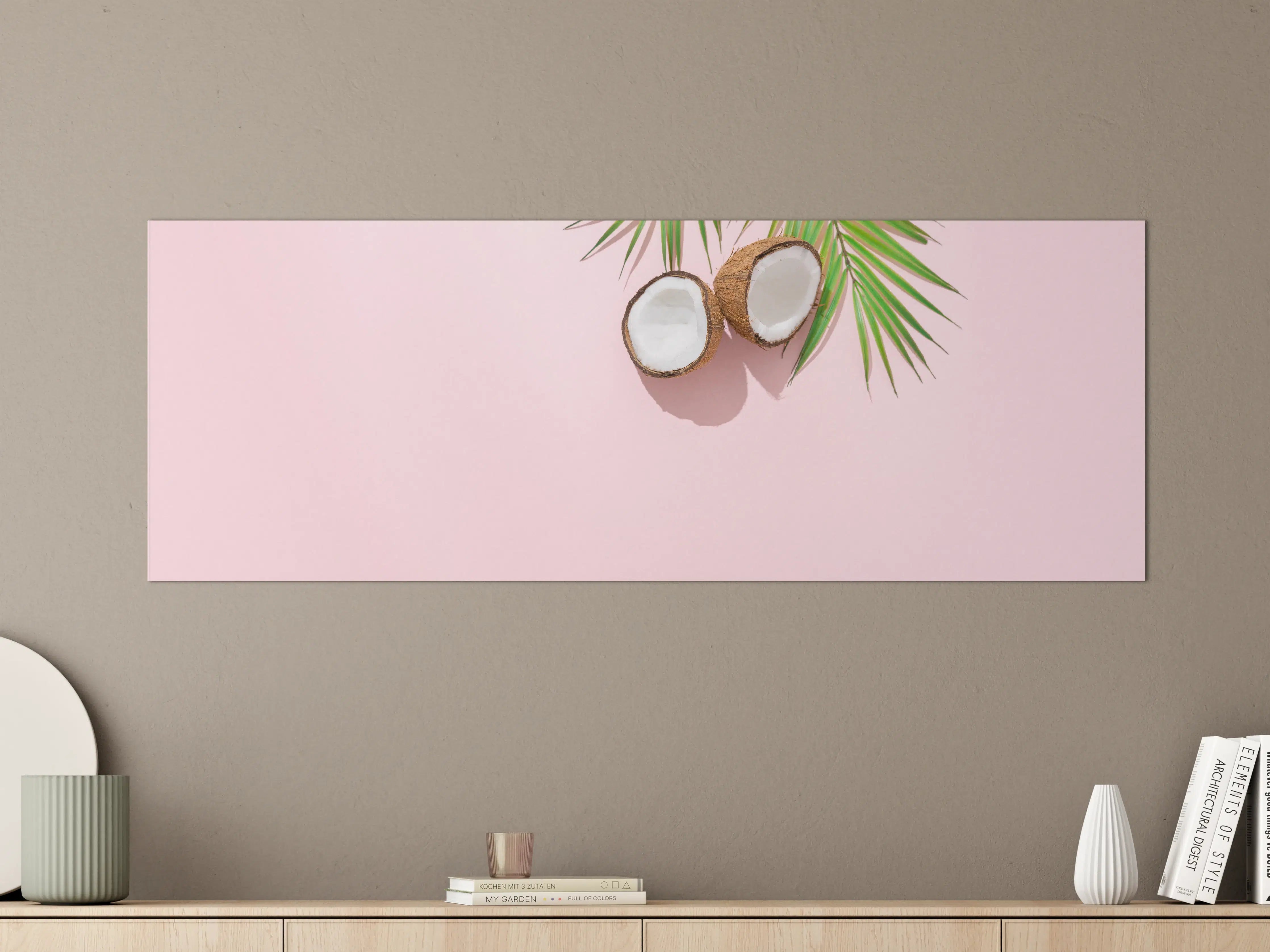 Große Wandbilder - Tropische Kokosnuss auf Rosa