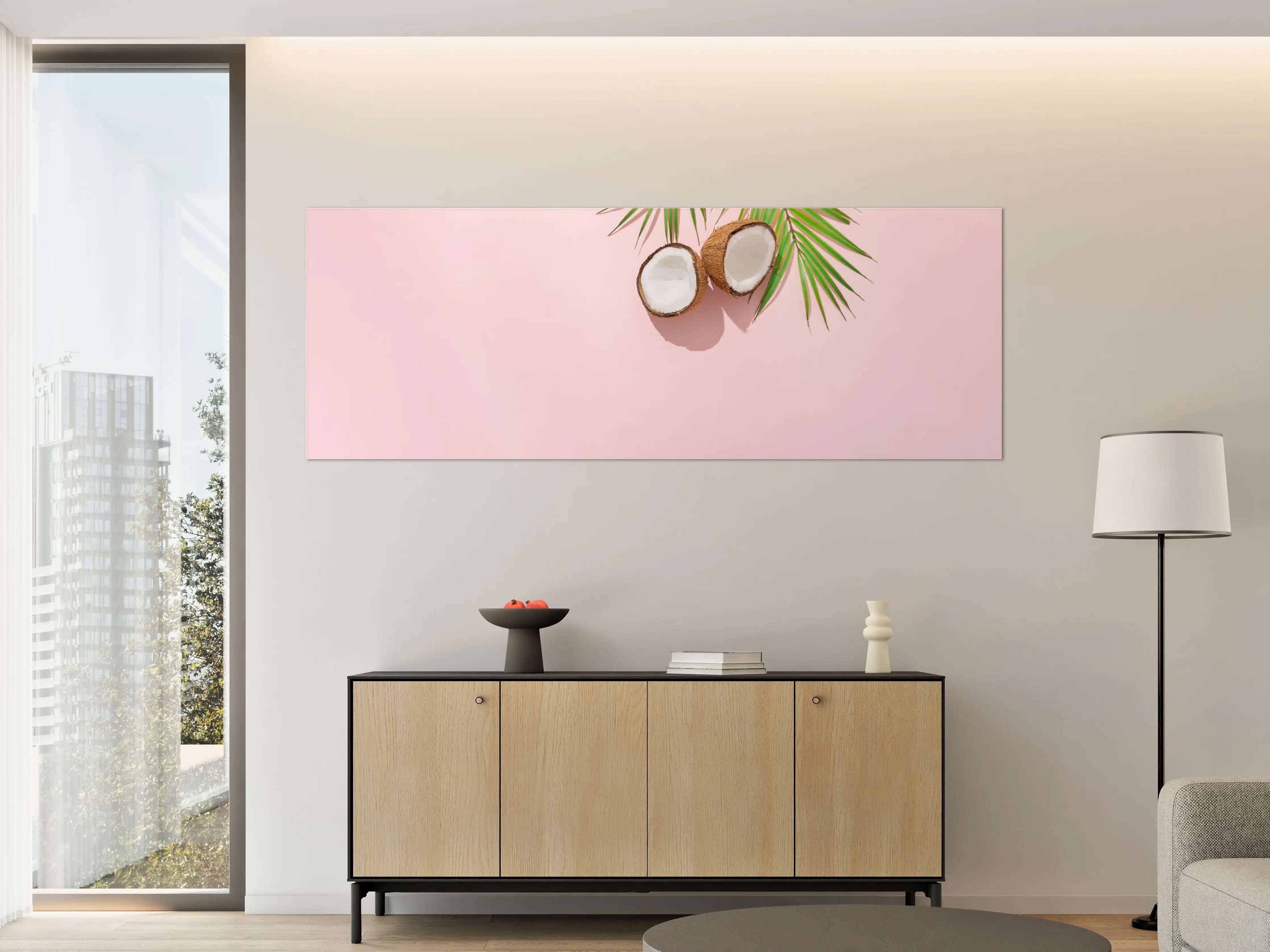 Große Wandbilder - Tropische Kokosnuss auf Rosa
