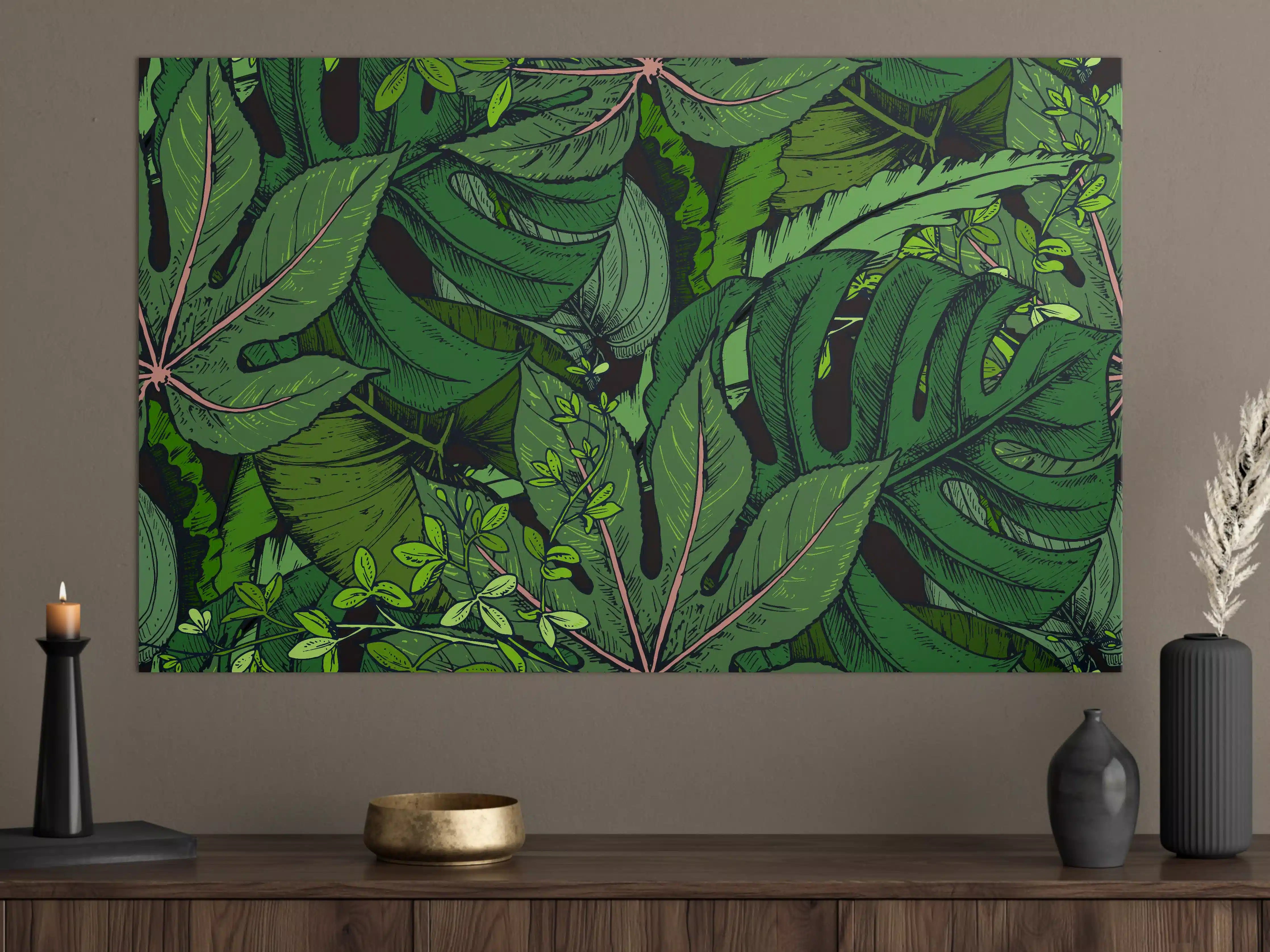 Große Wandbilder - Tropische Monstera-Blätter Grün