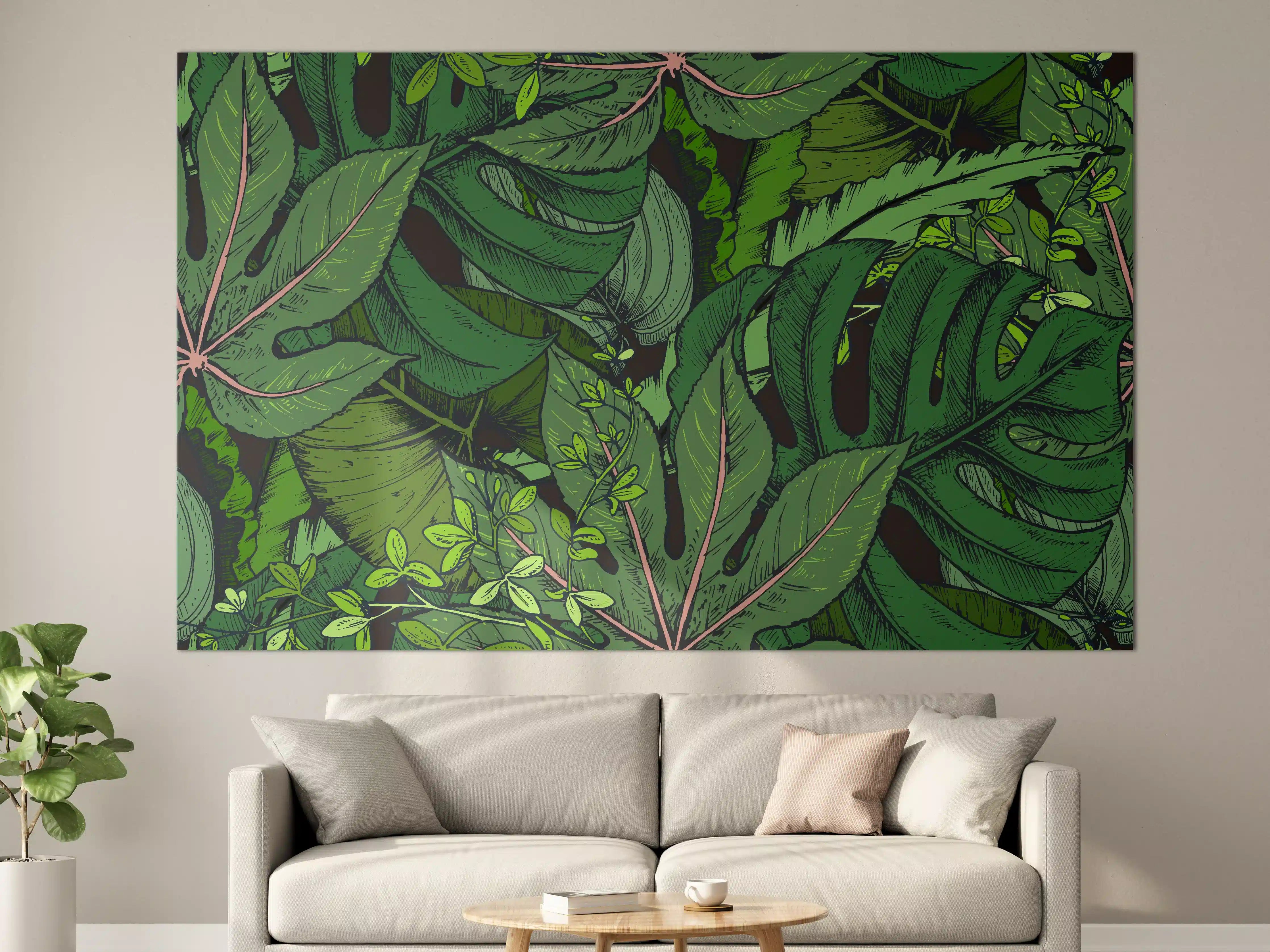Große Wandbilder - Tropische Monstera-Blätter Grün