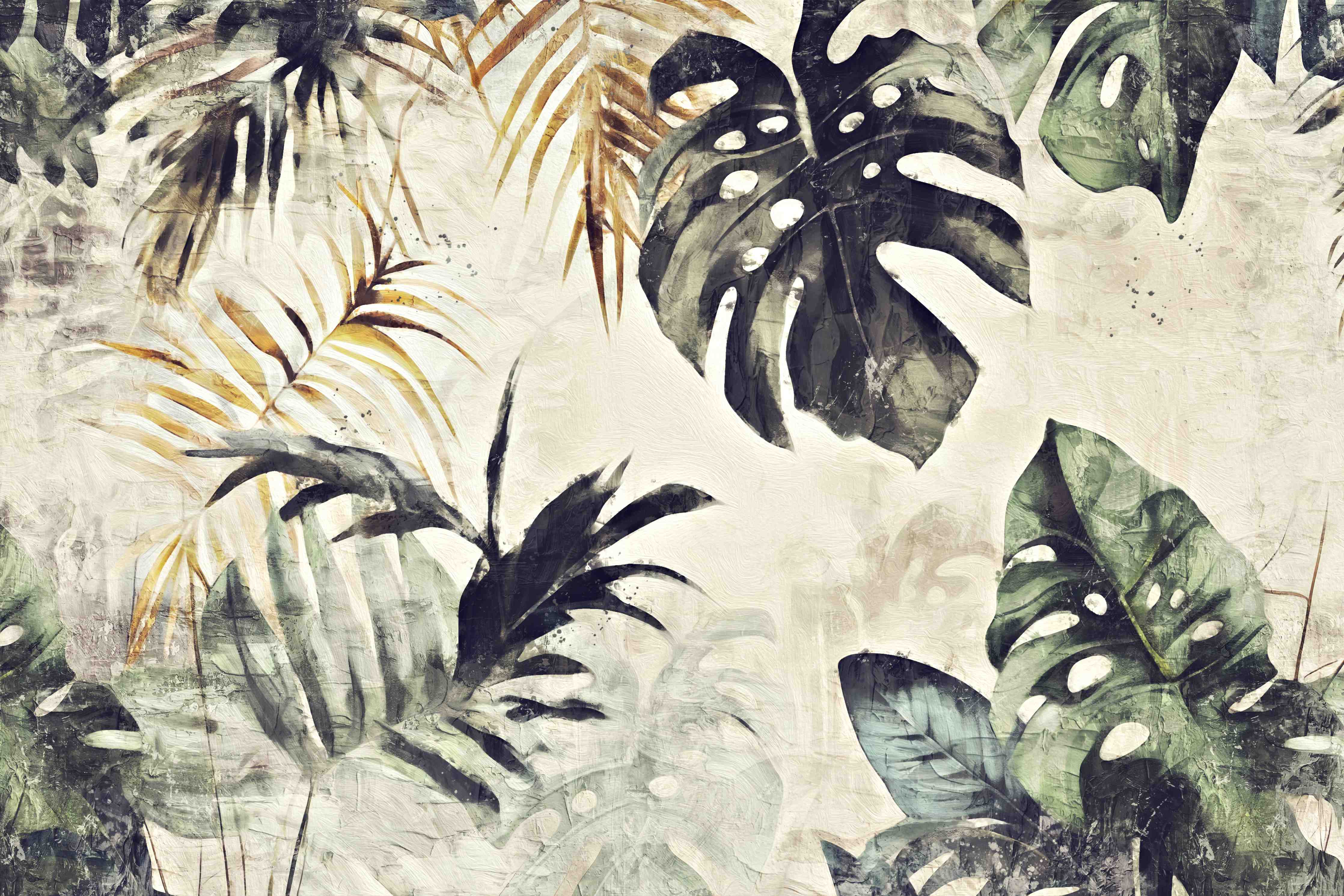 Große Wandbilder-Tropische Pflanzenwelt in sanften Grüntönen