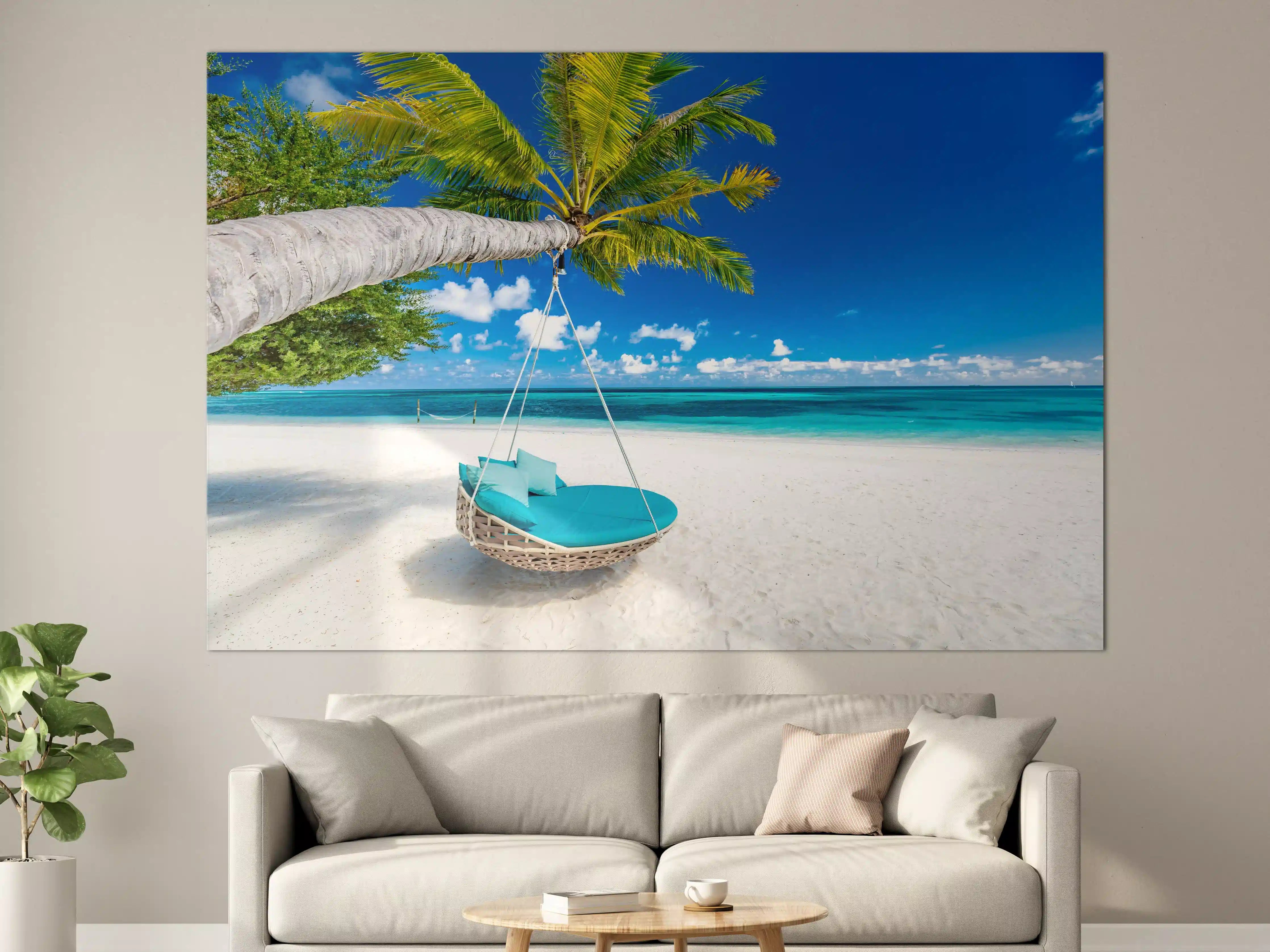 Große Wandbilder - Tropischer Strand mit Hängebett