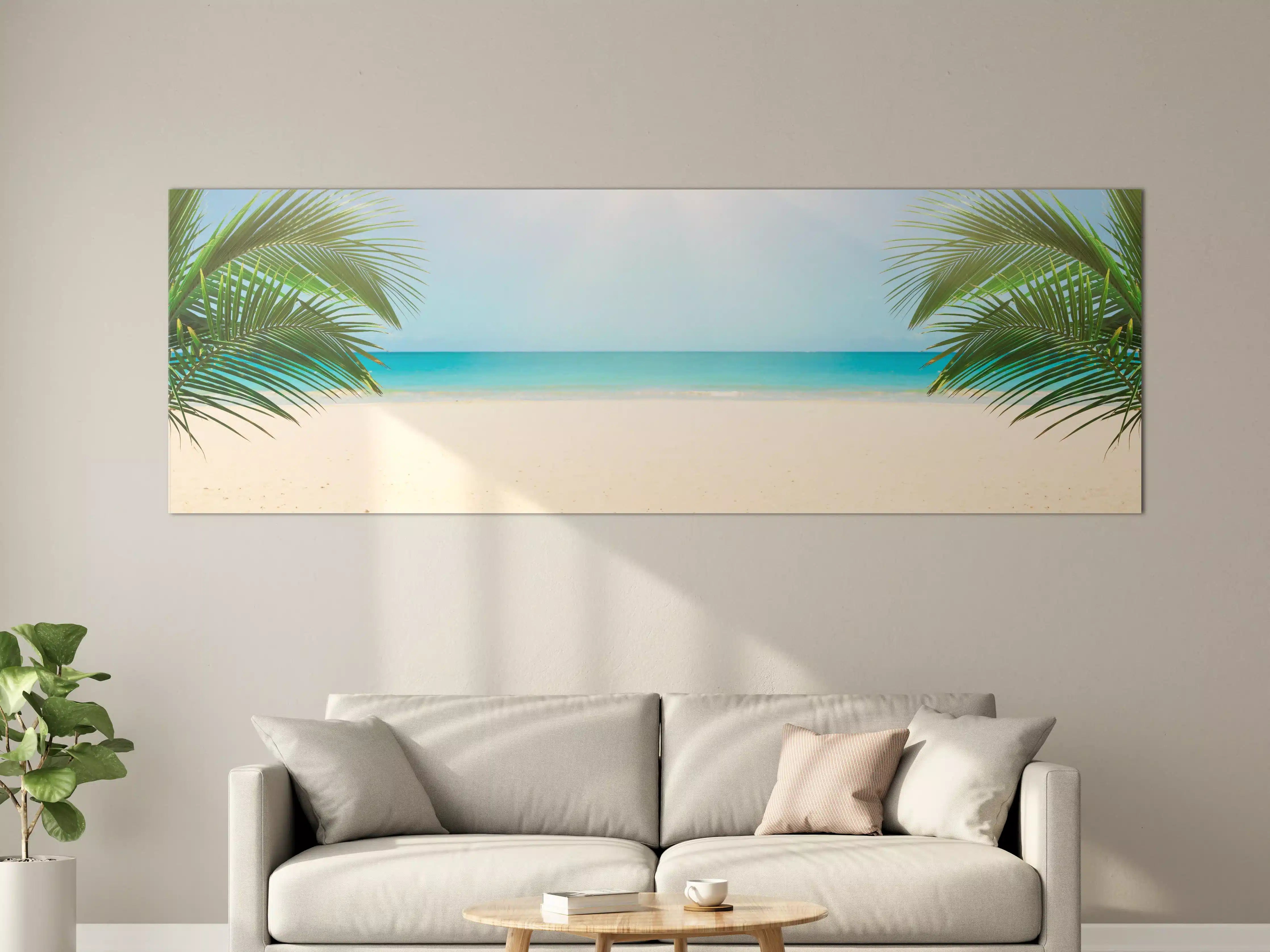 Große Wandbilder - Tropischer Strand mit Palmenansicht