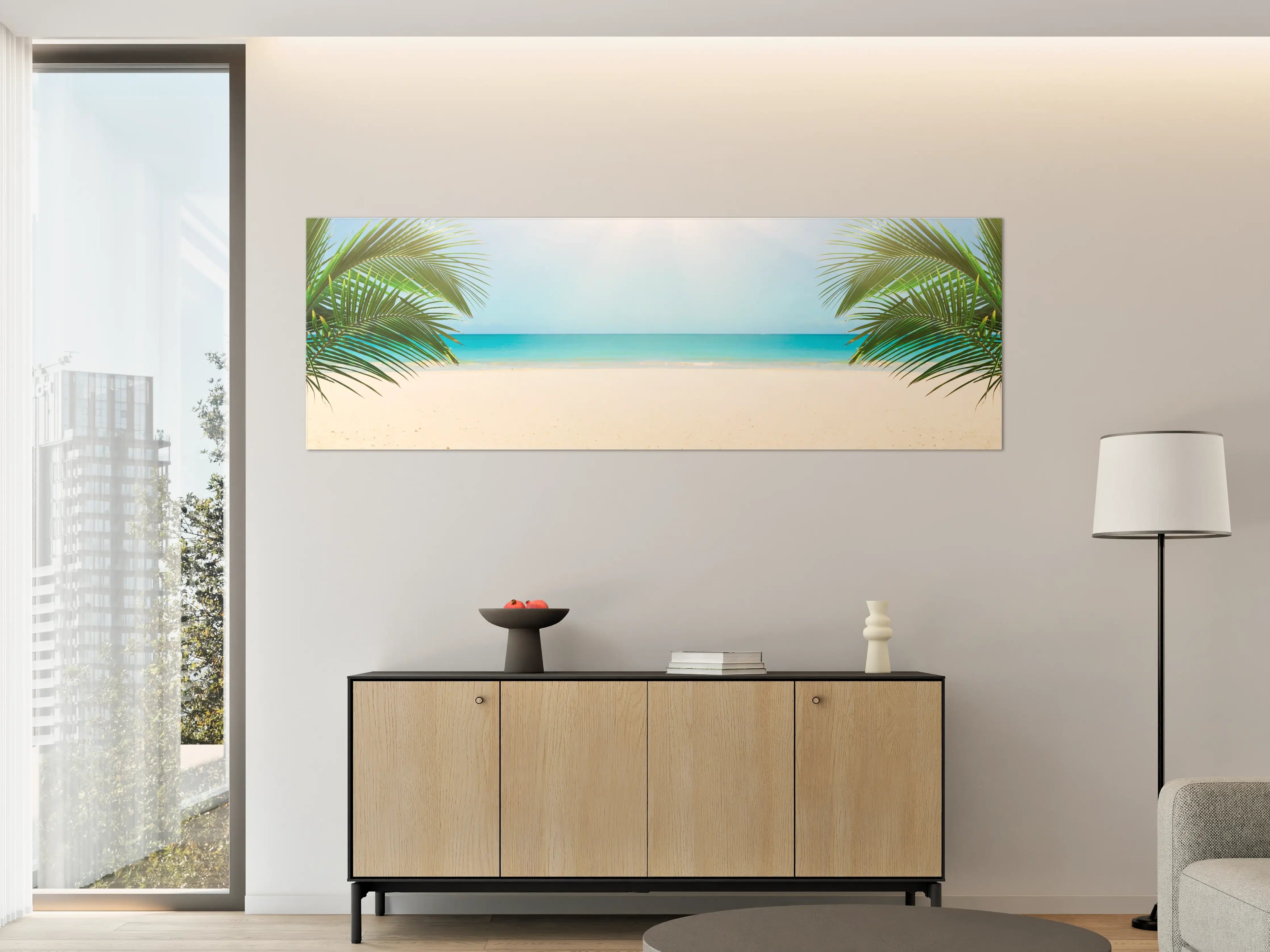 Große Wandbilder - Tropischer Strand mit Palmenansicht