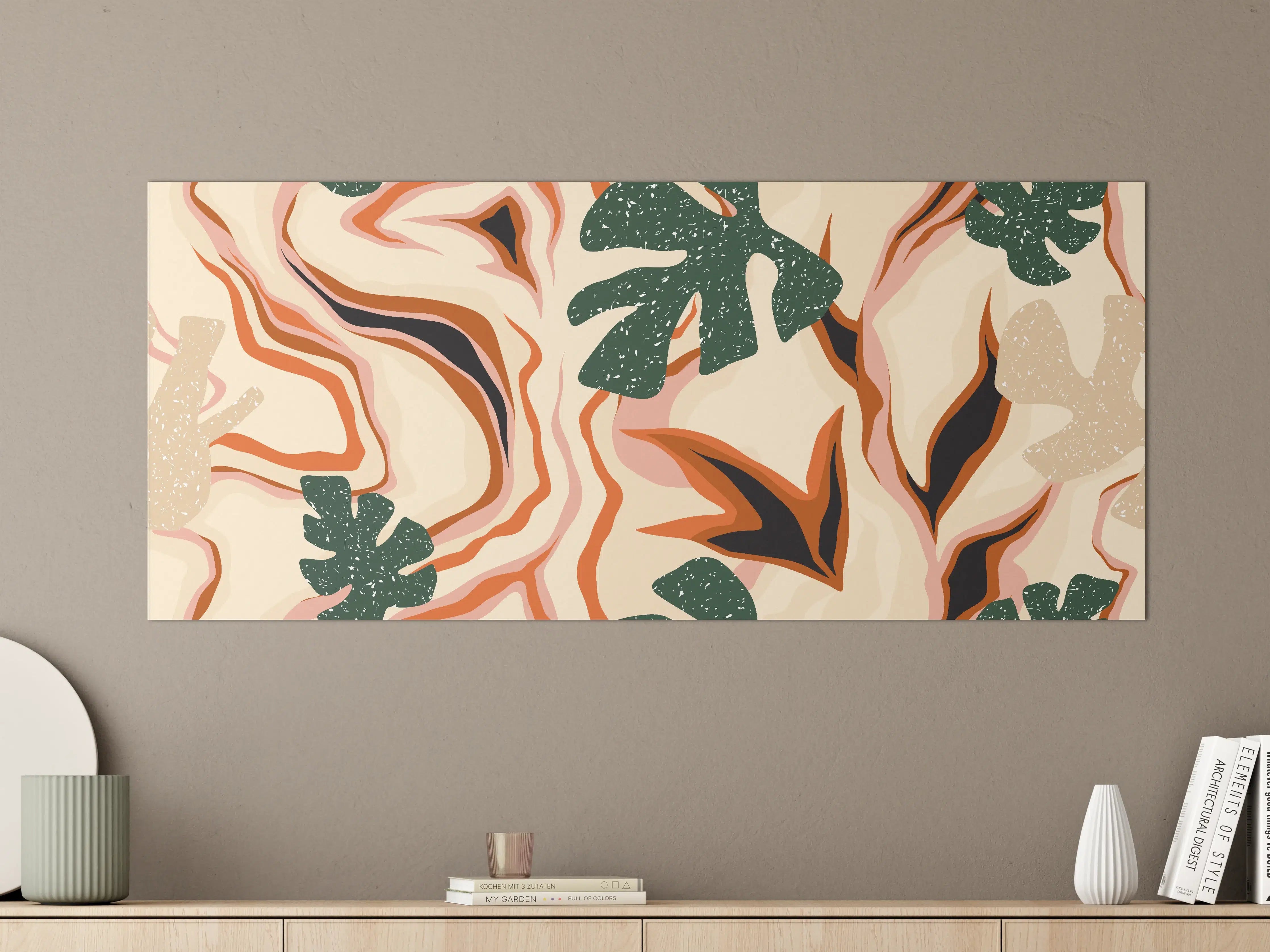 Große Wandbilder - Tropischer Vortex Beige-Orange
